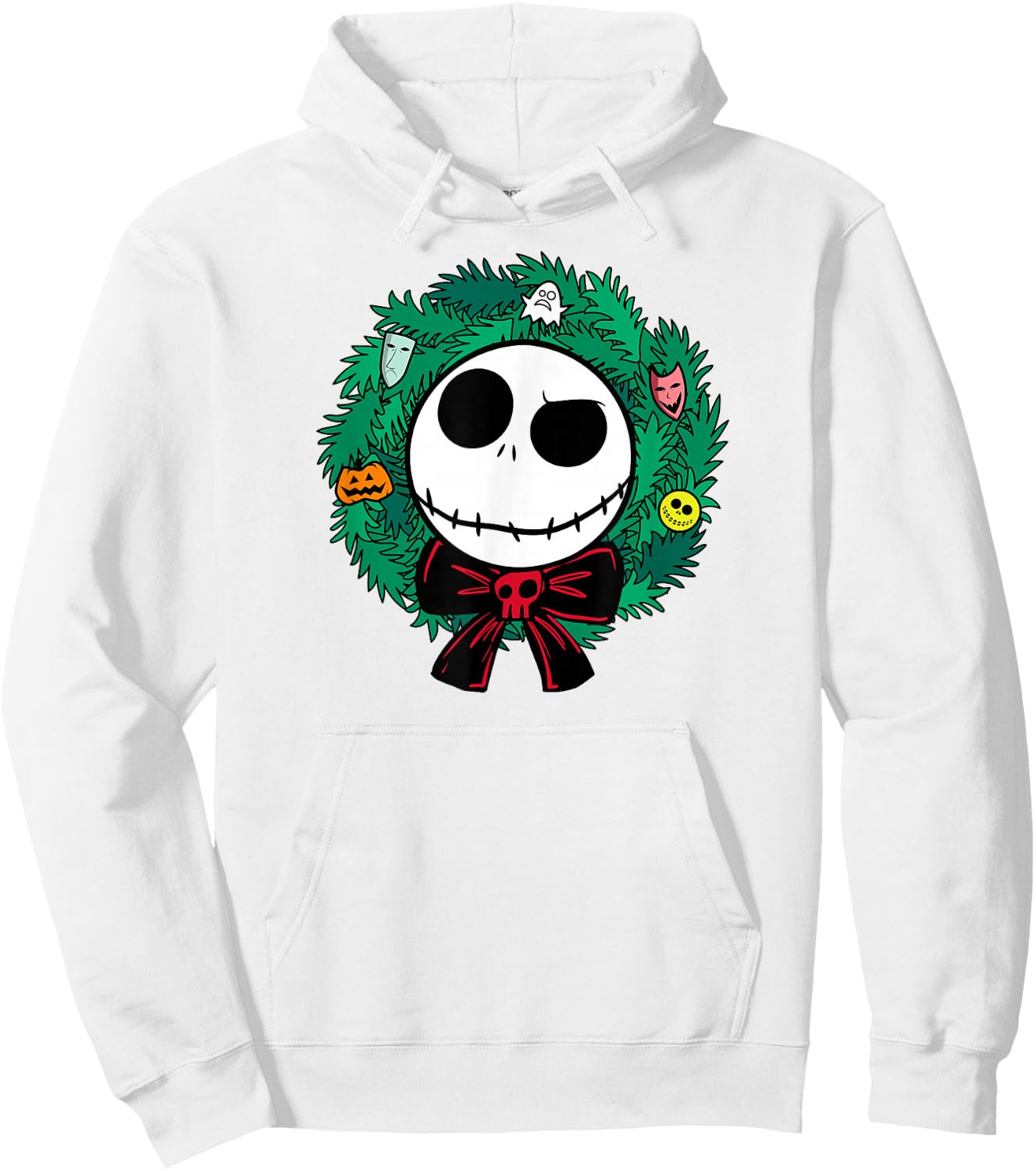 Amazon Essentials Men's Nightmare Before Christmas Jack Festive Holiday Wreath , Blue, Small Hoodie - Hoodie | White