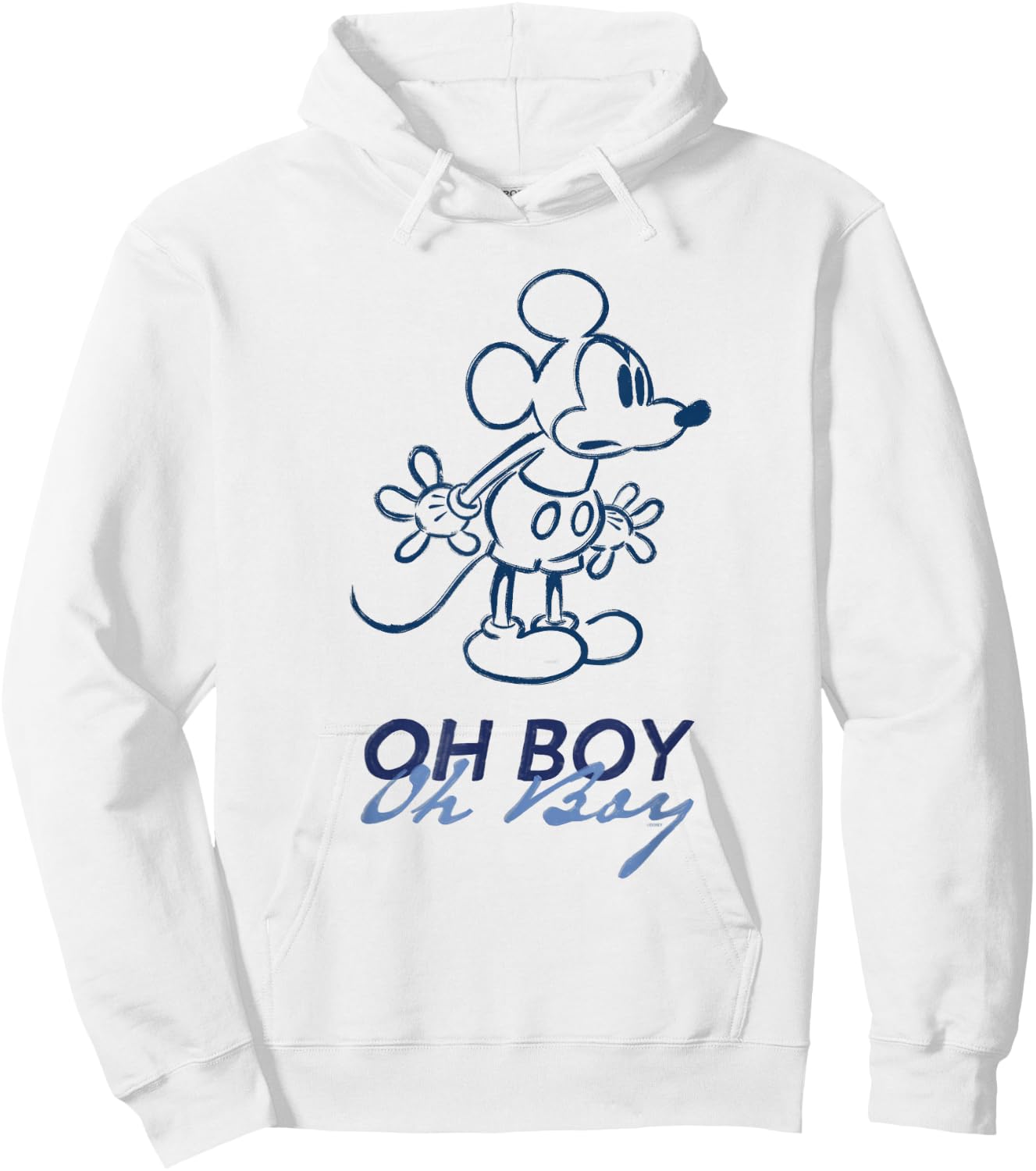 Disney Mickey Mouse Oh Boy Oh Boy Retro Vintage Lineart Hoodie - Hoodie | White