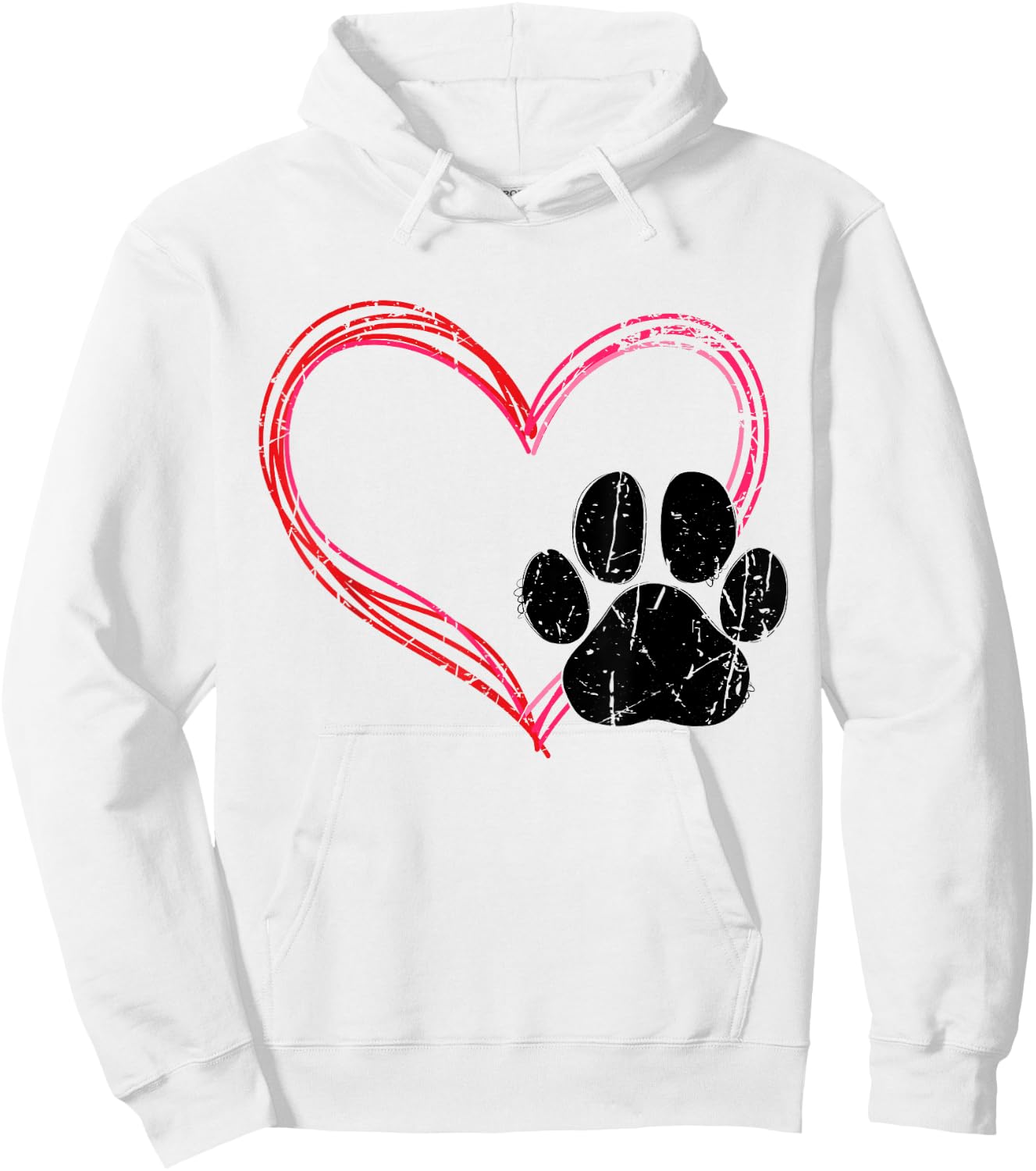 Love Heart Cat Dog Paw Print, Pet Gifts For Valentine's Day Hoodie - Hoodie | White