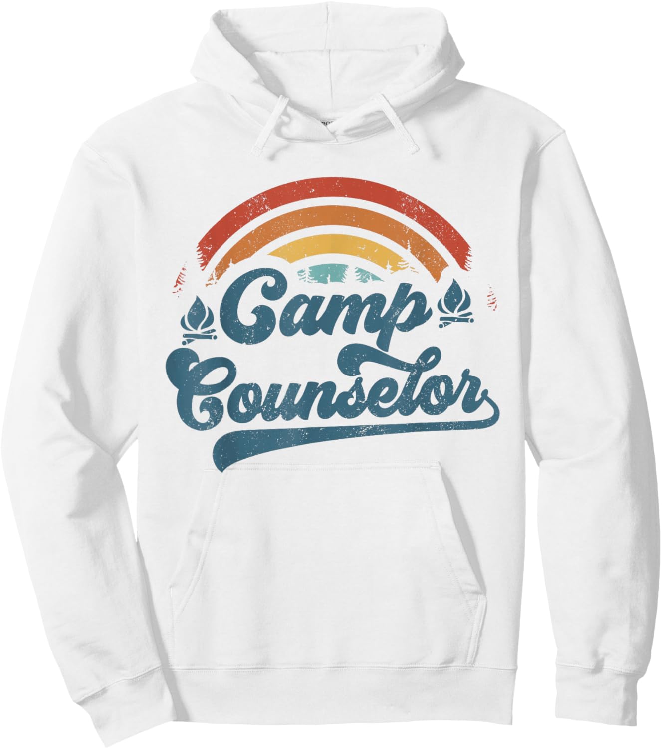 Summer Camp Counselor Staff Groovy Rainbow Camp Counselor Hoodie - Hoodie | White