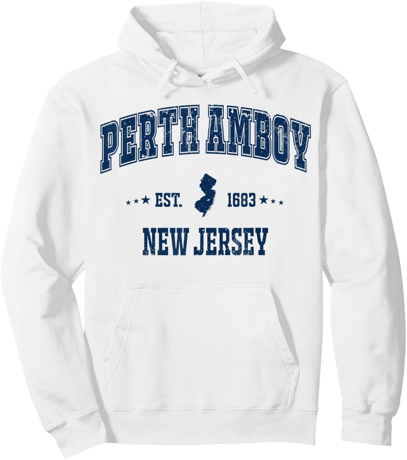 Perth Amboy New Jersey NJ Vintage Navy Sports Athletic Hoodie - Hoodie | White