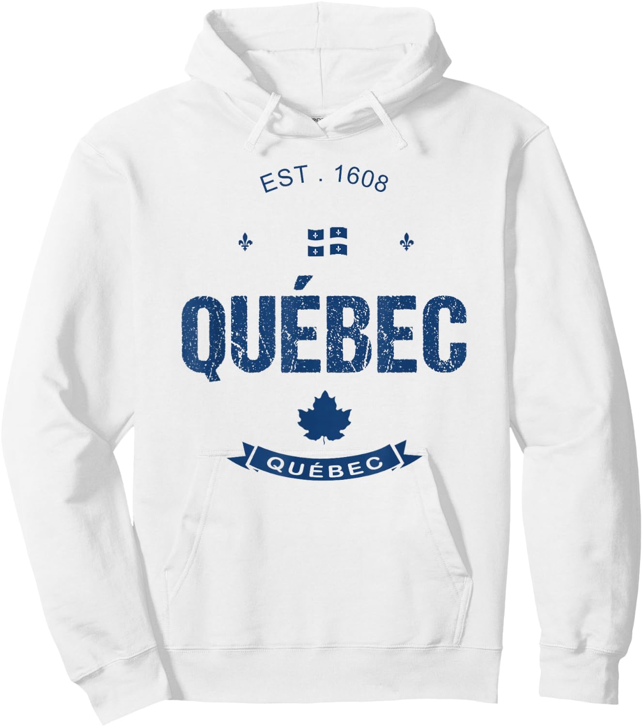 Holiday Vacation Quebec Travel Souvenirs Designs Quebec City Flag - Men's Classic Fit Short Sleeve - White - Small Hoodie - Hoodie | White