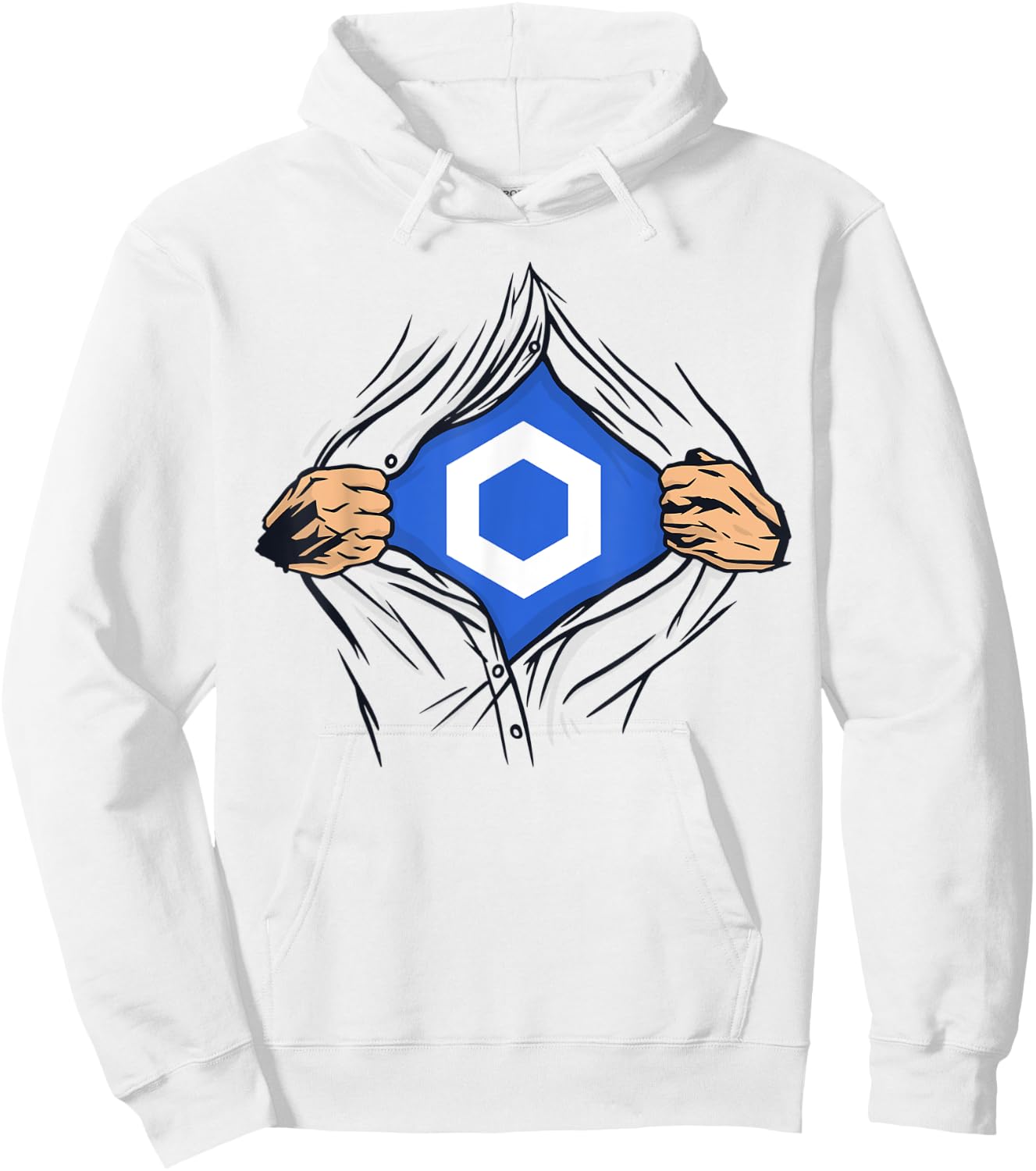 Chainlink LINK Crypto Tear Open Costume Cryptocurrency Funny Hoodie - Hoodie | White