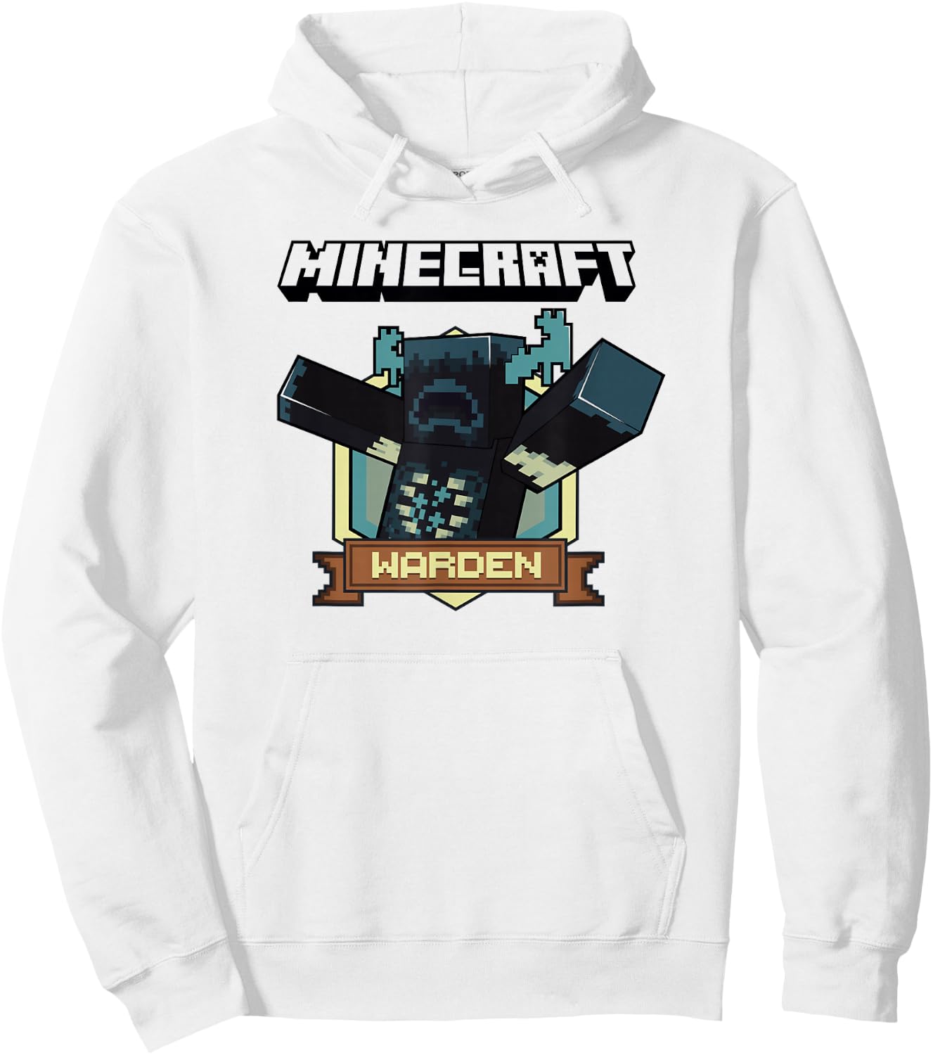Minecraft Sculk Shriekers Hostile Mob Warden Badge Hoodie - Hoodie | White
