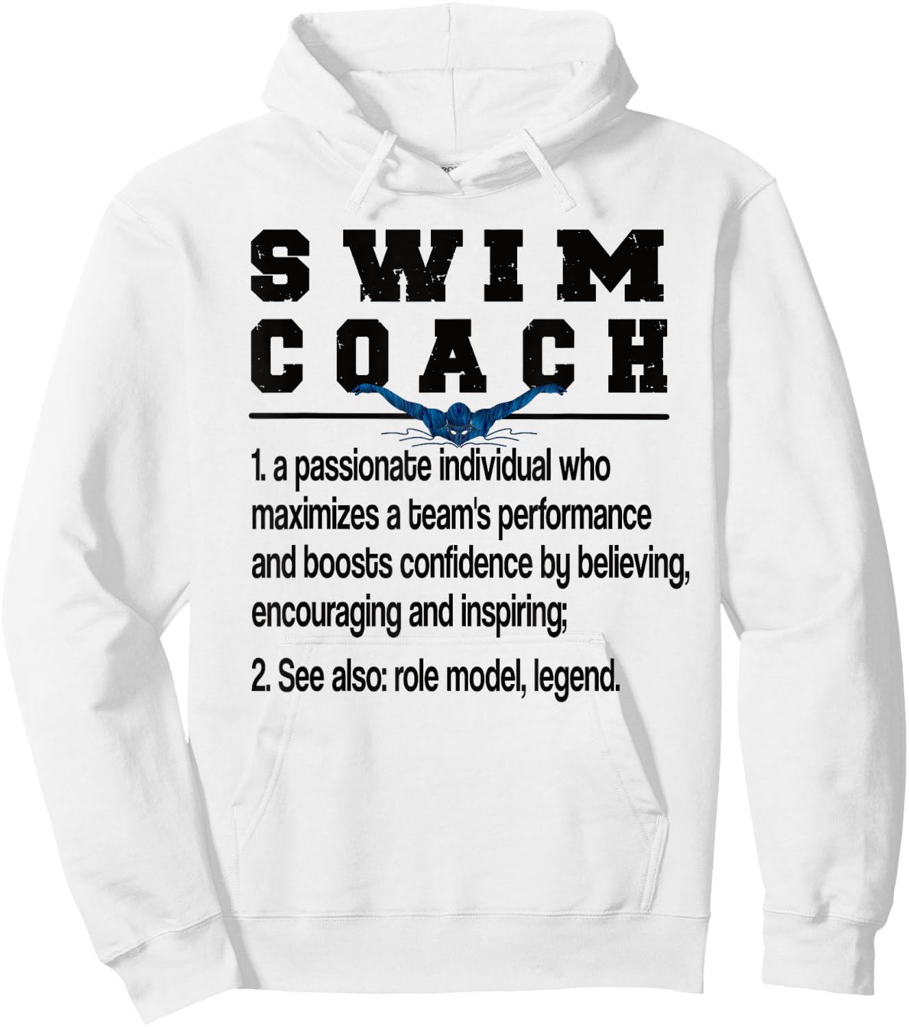 Best Swim Coaching Appreciation -Adults Grey Modern Letter Print Hoodie - Hoodie | White
