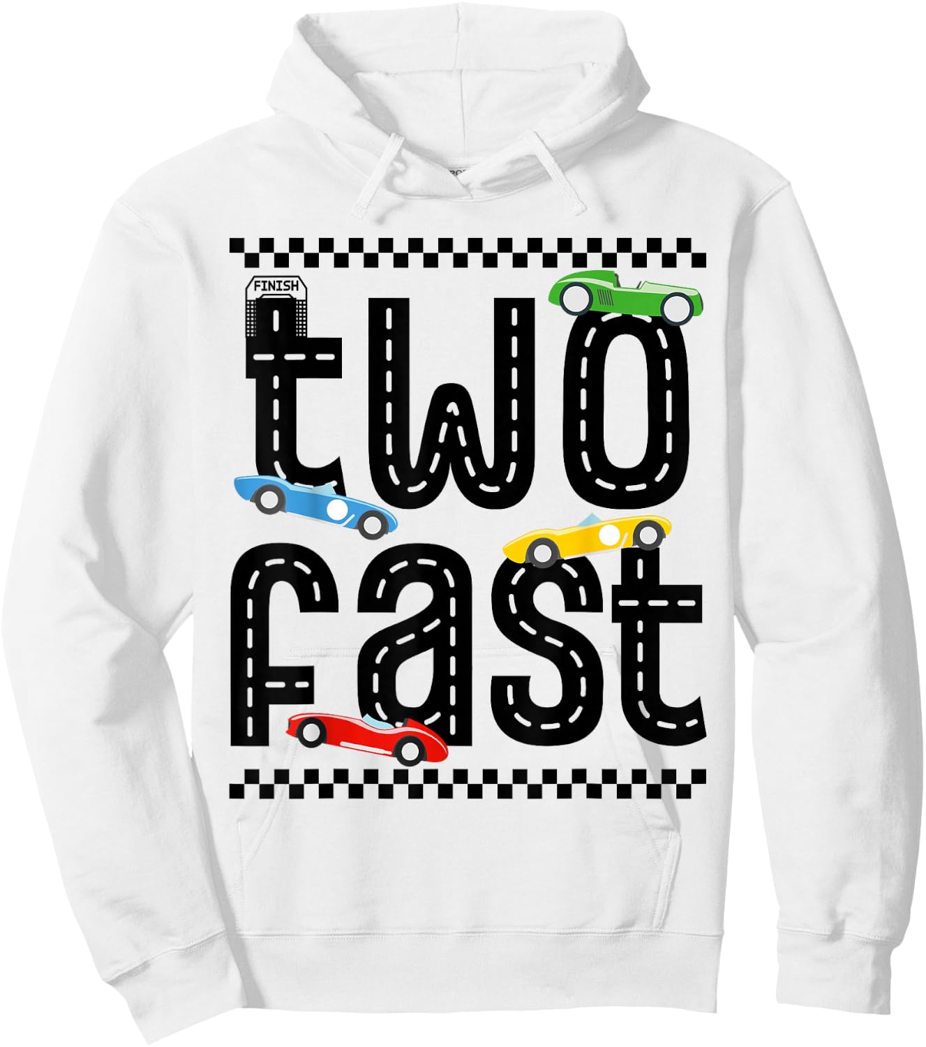 Two Fast 2 Curious Birthday 2 Years Old Race Car Speed Hoodie - Hoodie | White