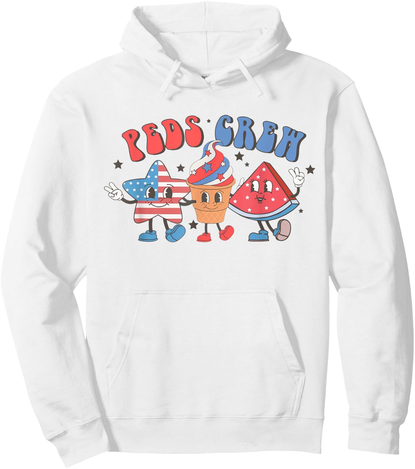 Retro Peds Crew Pediatric Nurse 4th Of July Independence Day Hoodie - Hoodie | White