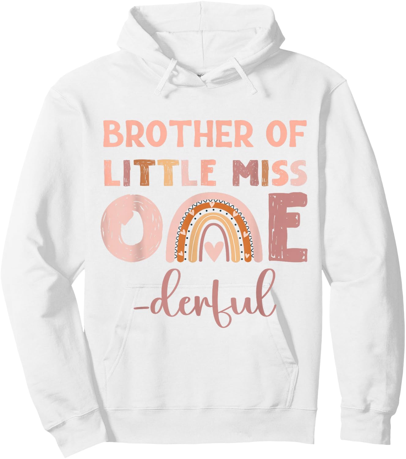 Boho Brother of Miss Onederful 1st Birthday Girl Cute Hoodie - Hoodie | White