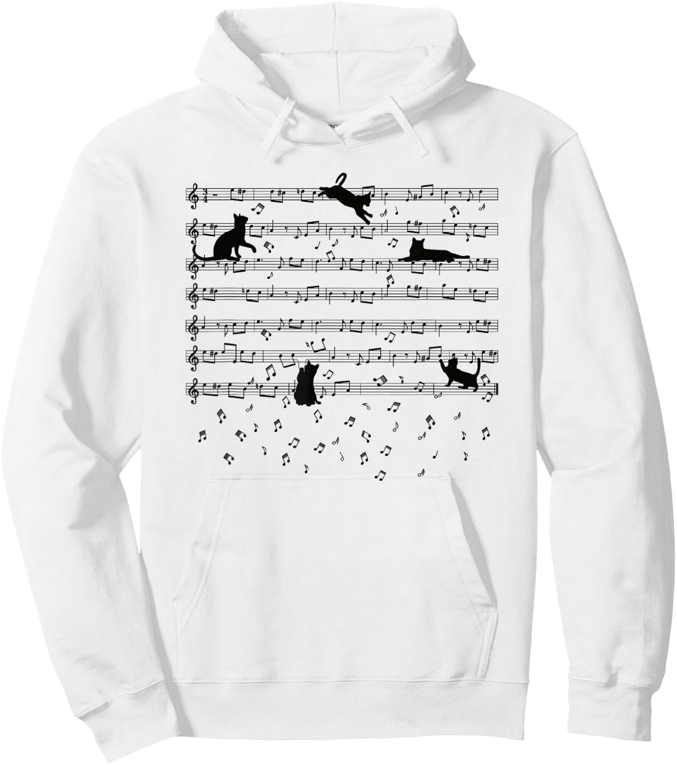 Cute Kitty Playing Music Note Clef Musician Music Cat Lover Small Hoodie - Hoodie | White