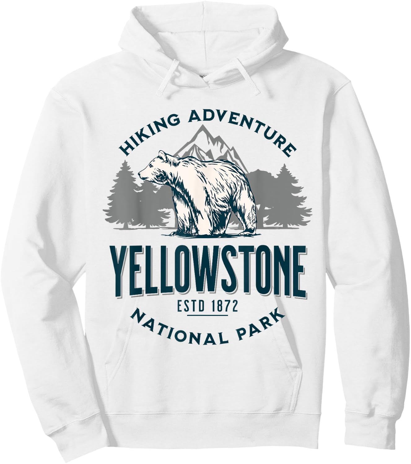 Yellowstone Wyoming Nature Mountains Bear Hike Outdoors Hoodie - Hoodie | White