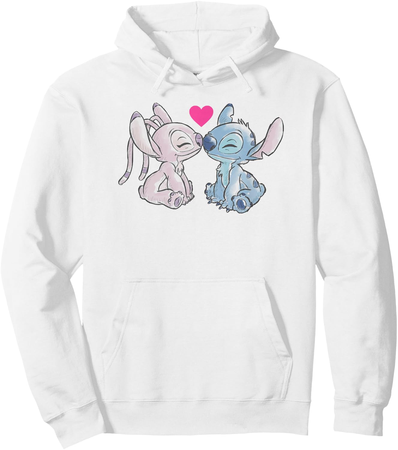 Disney Lilo & Stitch Valentine's Day Stitch & Angel Couple Hoodie - Hoodie | White