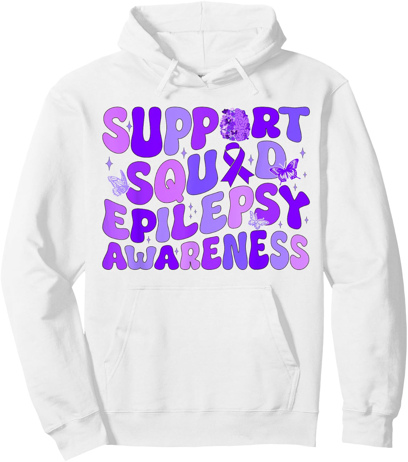 We wear purple for Epilepsy Warrior Support Squad Messy Bun. Hoodie - Hoodie | White
