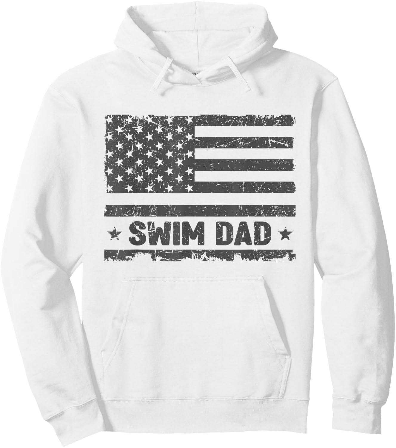 Vintage Swim Dad America US Flag Patriot Funny Gift Hoodie - Hoodie | White