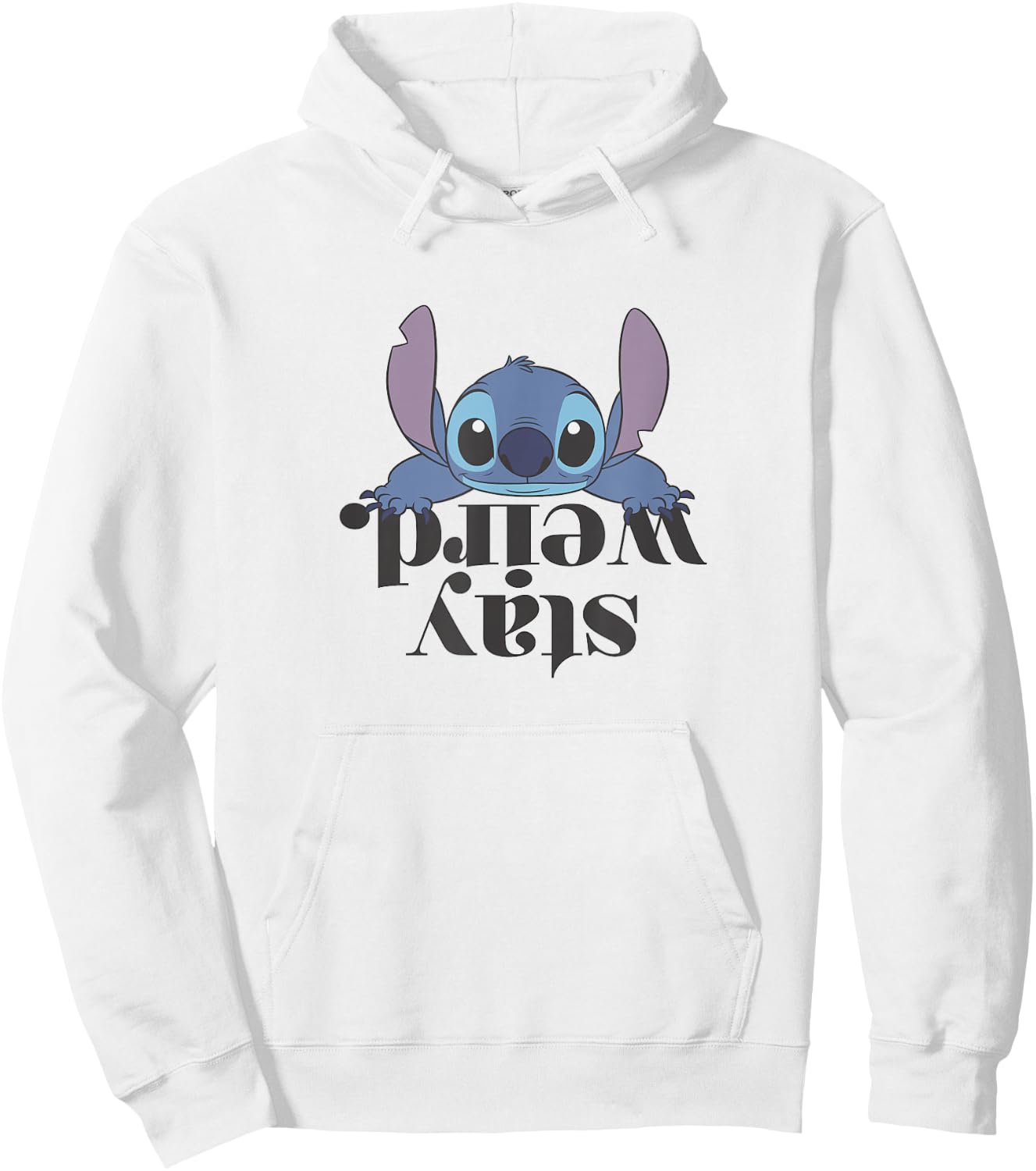 Disney Lilo & Stitch Stay Weird Upside Down Text Logo Hoodie - Hoodie | White