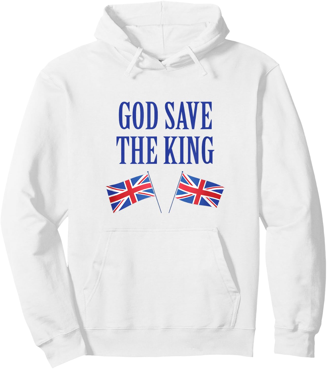 God Save The King with Union Jack flags, King Charles Hoodie - Hoodie | White