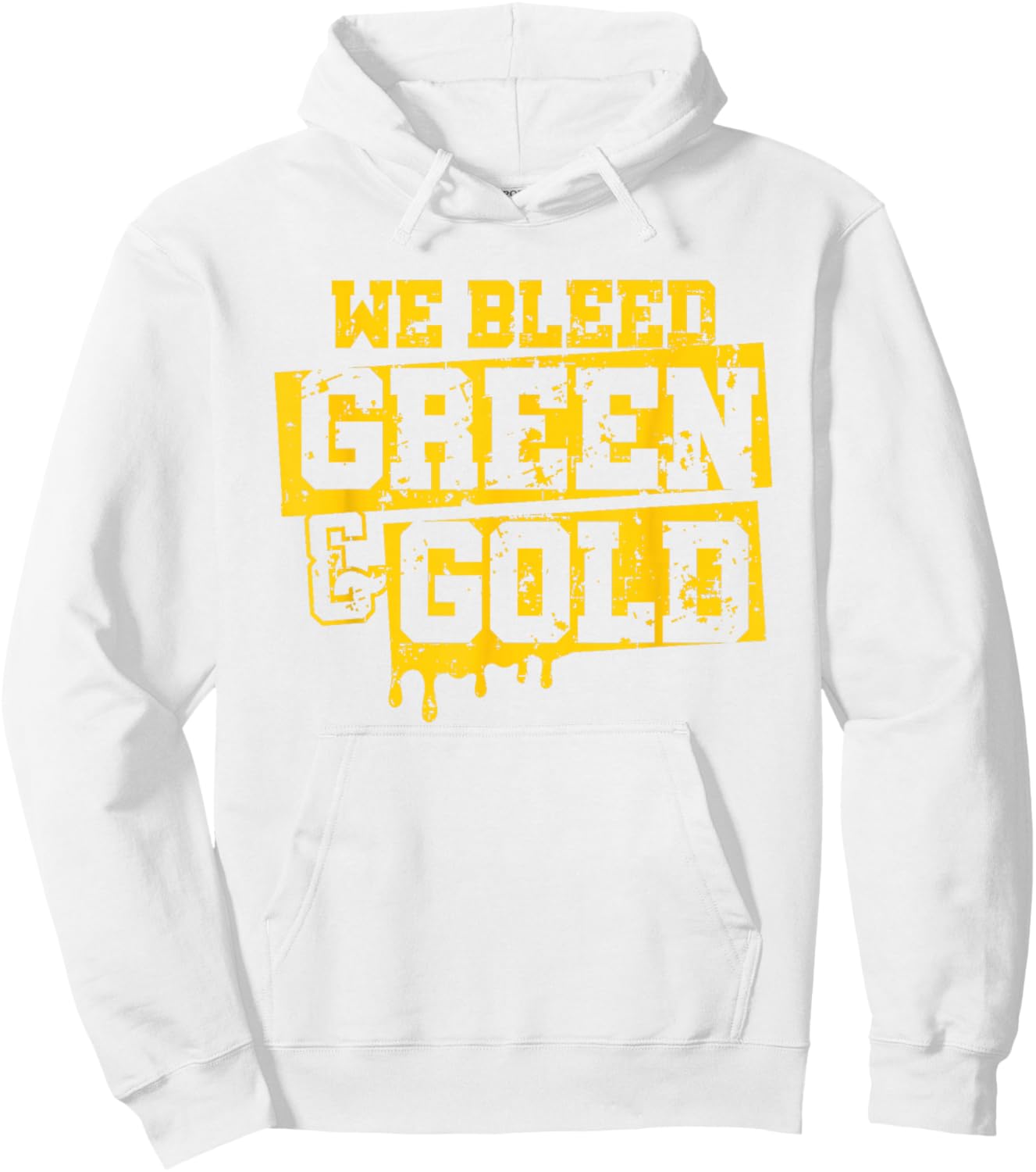 We Bleed Green & Gold Game Day Group School Football Sports Hoodie - Hoodie | White