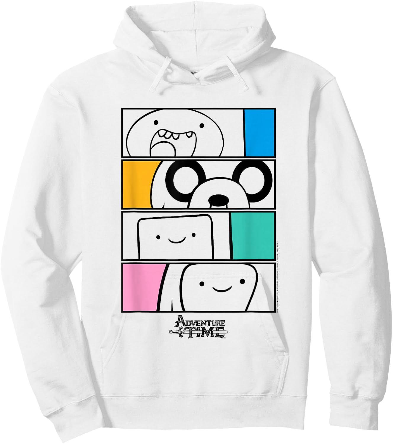 Adventure Time Finn, Jake. BMO, Bubblegum Stacked Cartoon Hoodie - Hoodie | White