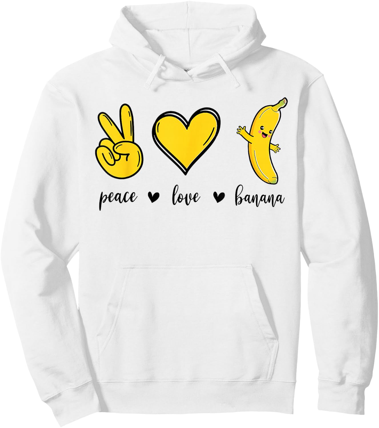 Peace Love Bananas, Fresh Banana Gift Fruit Lover Vegan Hoodie - Hoodie | White