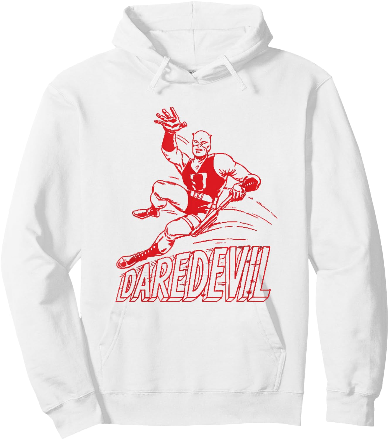 Marvel Comics Retro Classic Daredevil Vintage Suit Outline Hoodie - Hoodie | White