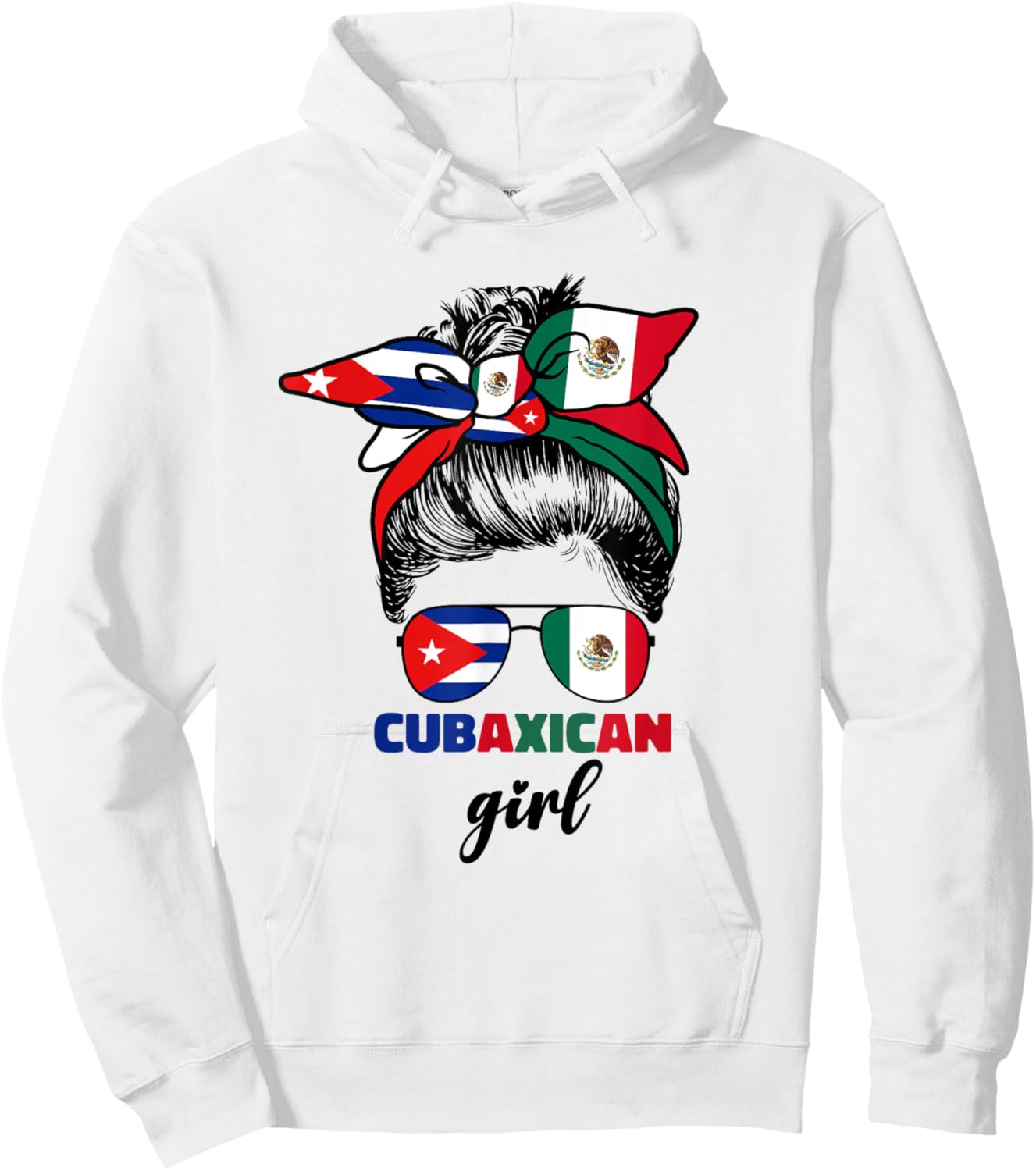 Half Mexican And Half Cuban Mexico Cuba Flag Girl Hoodie - Hoodie | White