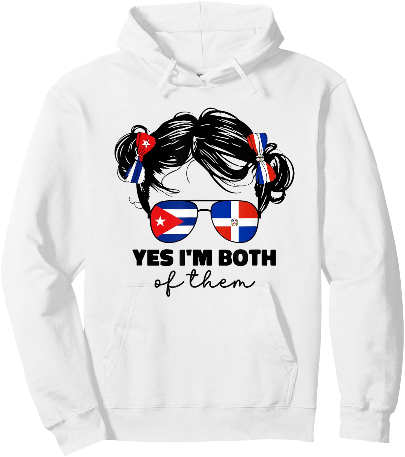 Half Dominican Republic And Cuban Cuba Flag Kids Girl Mix Hoodie - Hoodie | White