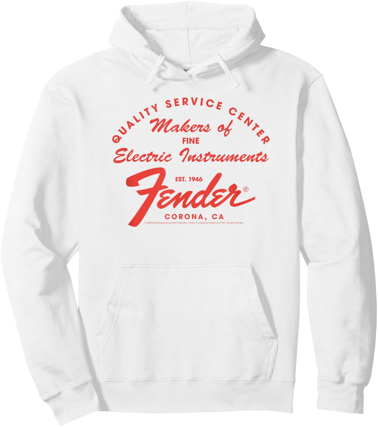 Fender Guitar Quality Service Centered Text Hoodie - Hoodie | White