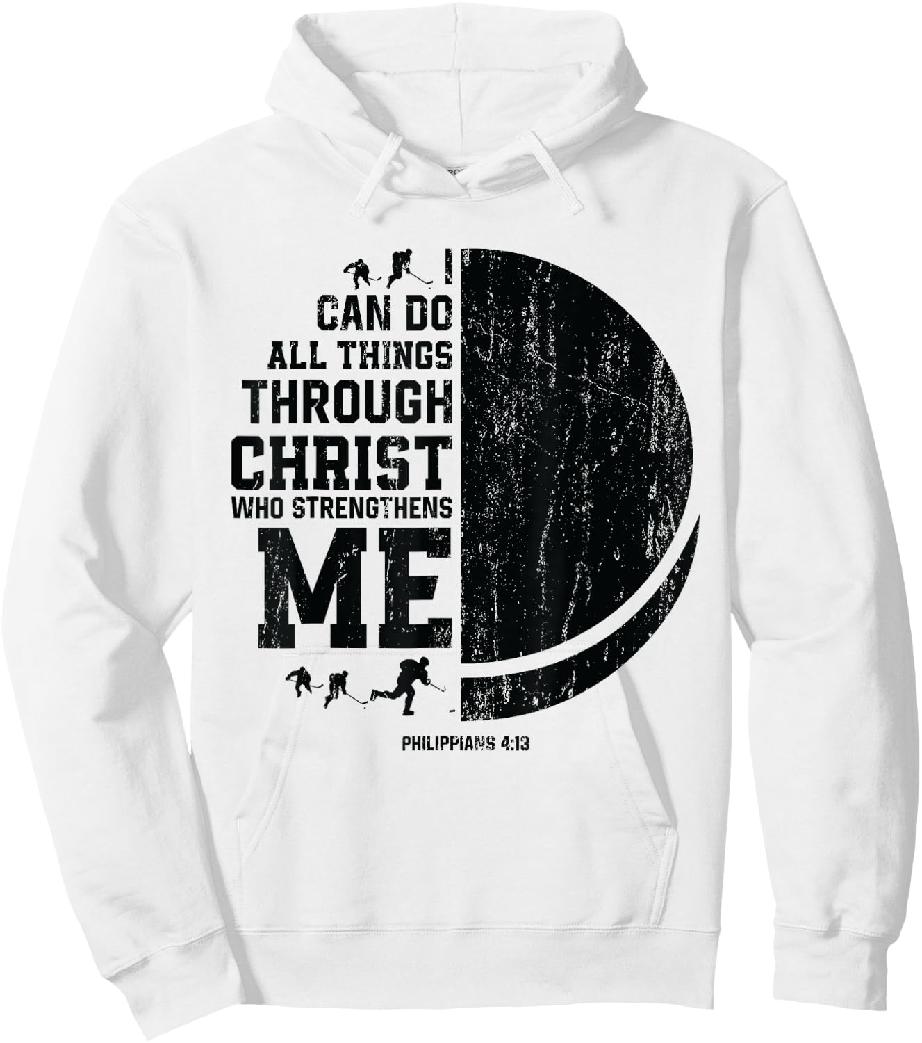 Christ Strengthens Me - Religious Christian Ice Hockey Hoodie - Hoodie | White