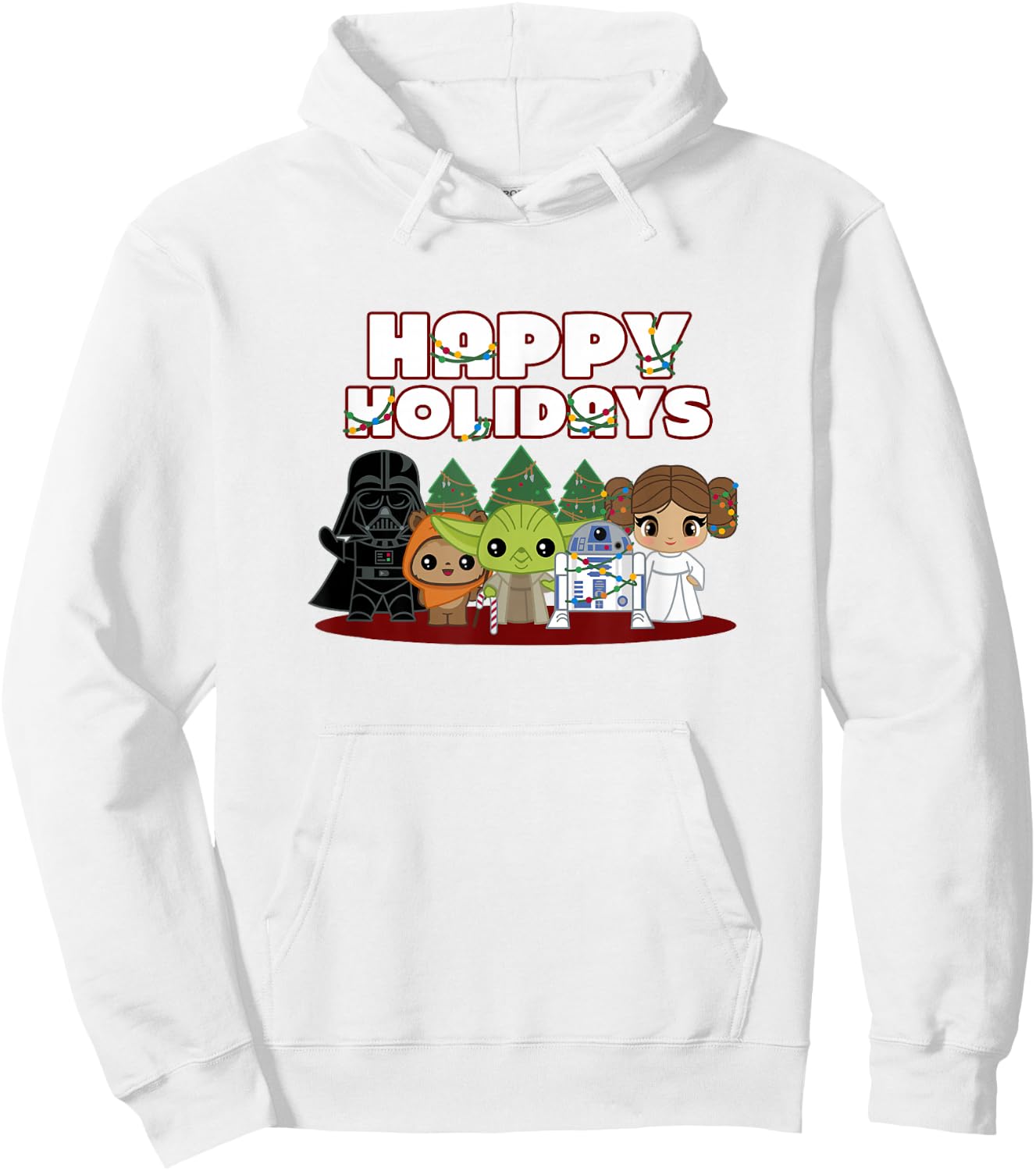 Star Wars Christmas Main Characters Happy Holidays Chibi Hoodie - Hoodie | White