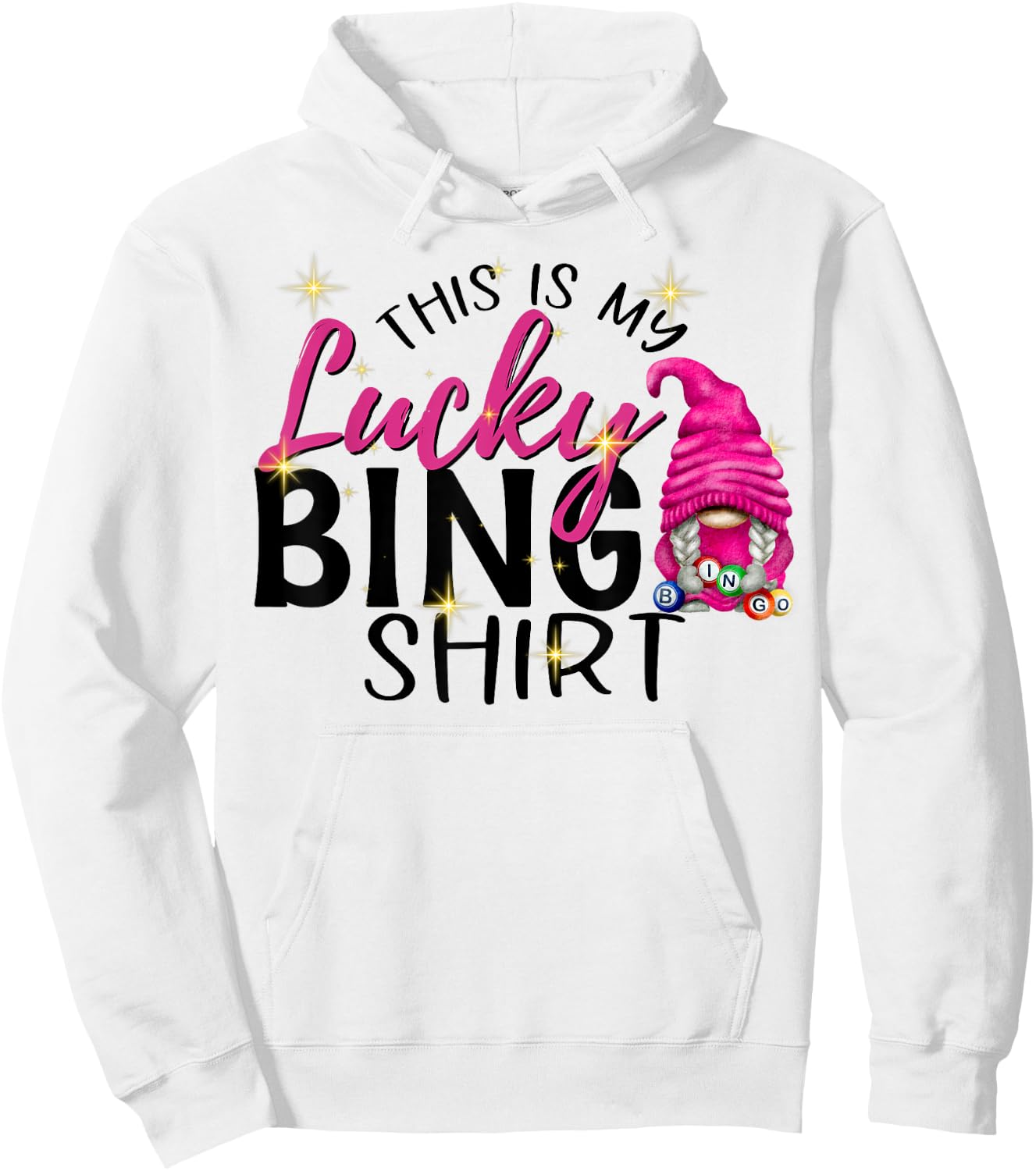 This is My Lucky Bingo Funny Bingo Lover Gnome Hoodie - Hoodie | White