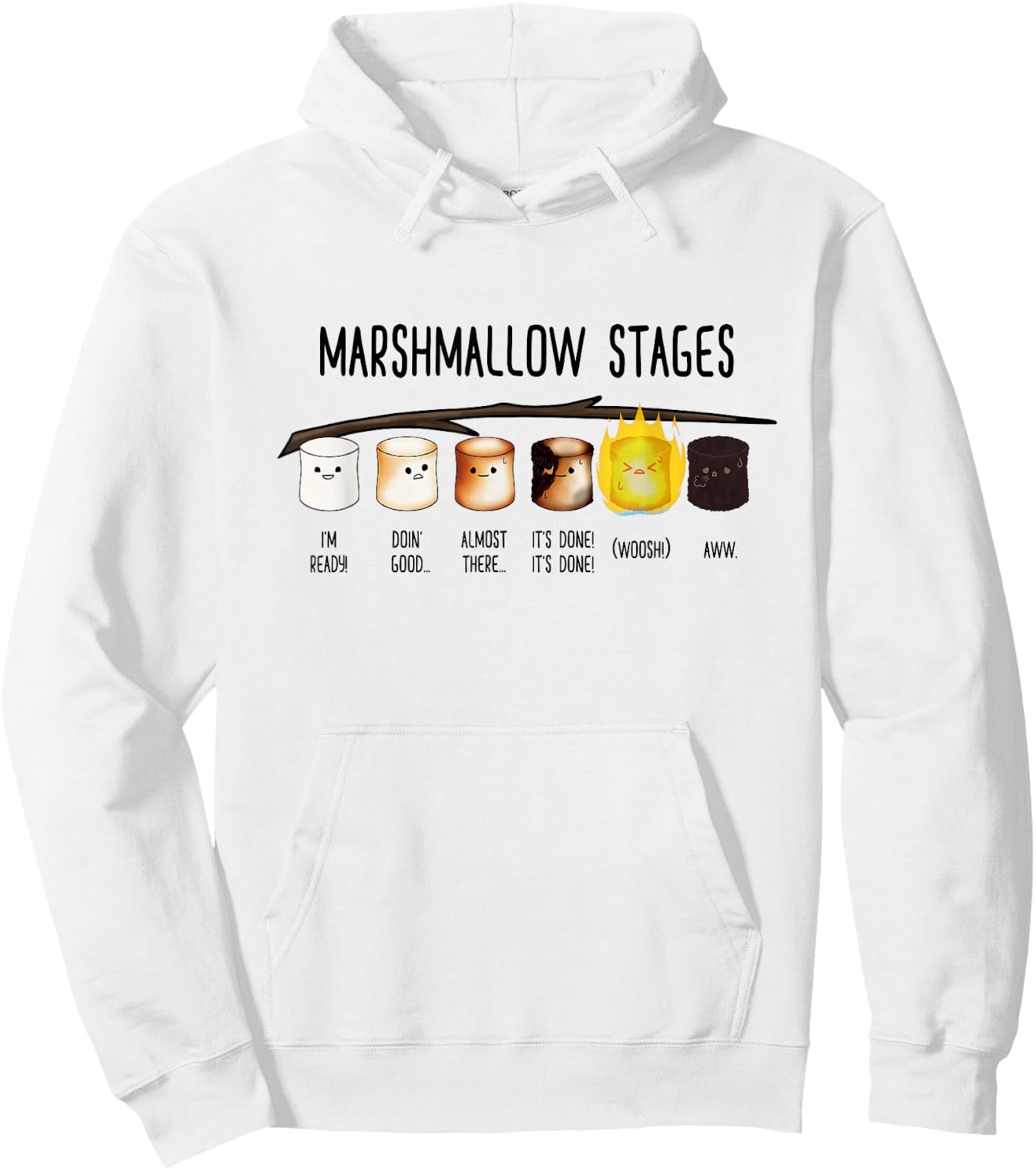 Marshmallow Stages - Kawaii Roasted Toasted Camping Mallows Hoodie - Hoodie | White