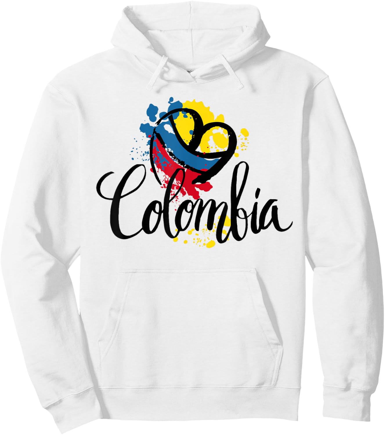 Beautiful I Love Colombia National Flag Colors Heart Hoodie - Hoodie | White