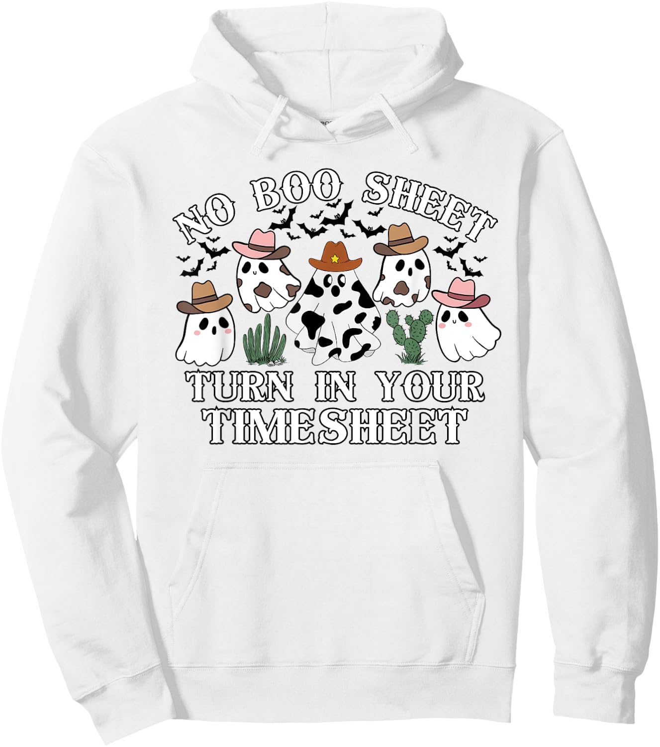 No Boo Sheet Timesheet Funny HR Payroll Halloween Ghosts Hoodie - Hoodie | White