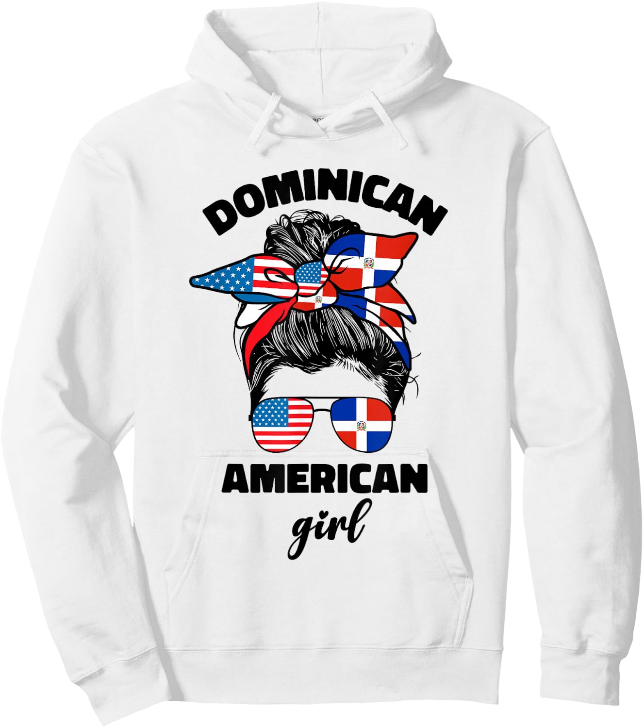 Half Dominican American Dominicana Republic Flag Girl Women Hoodie - Hoodie | White