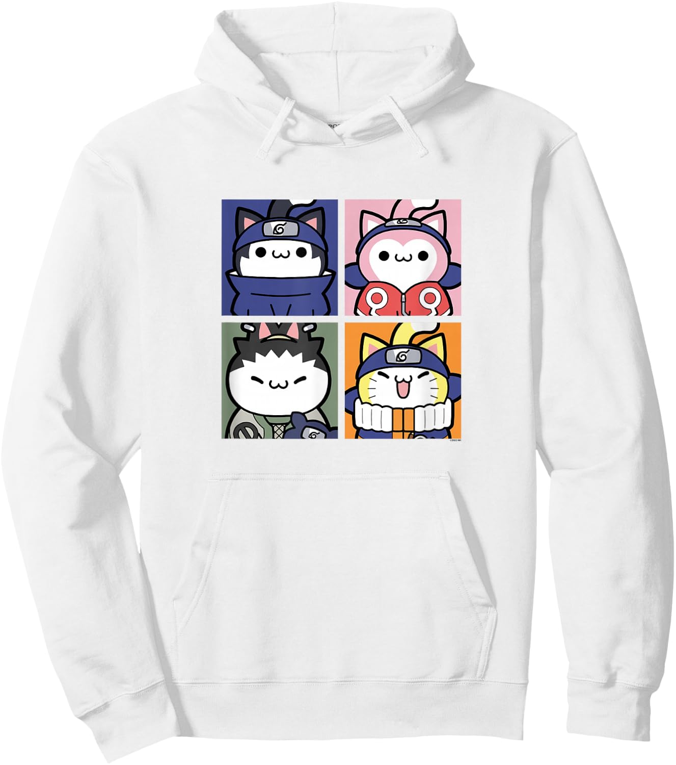 Nyaruto Sasuke Sakura Shikamaru Naruto Cats Group Shot Panel Hoodie - Hoodie | White