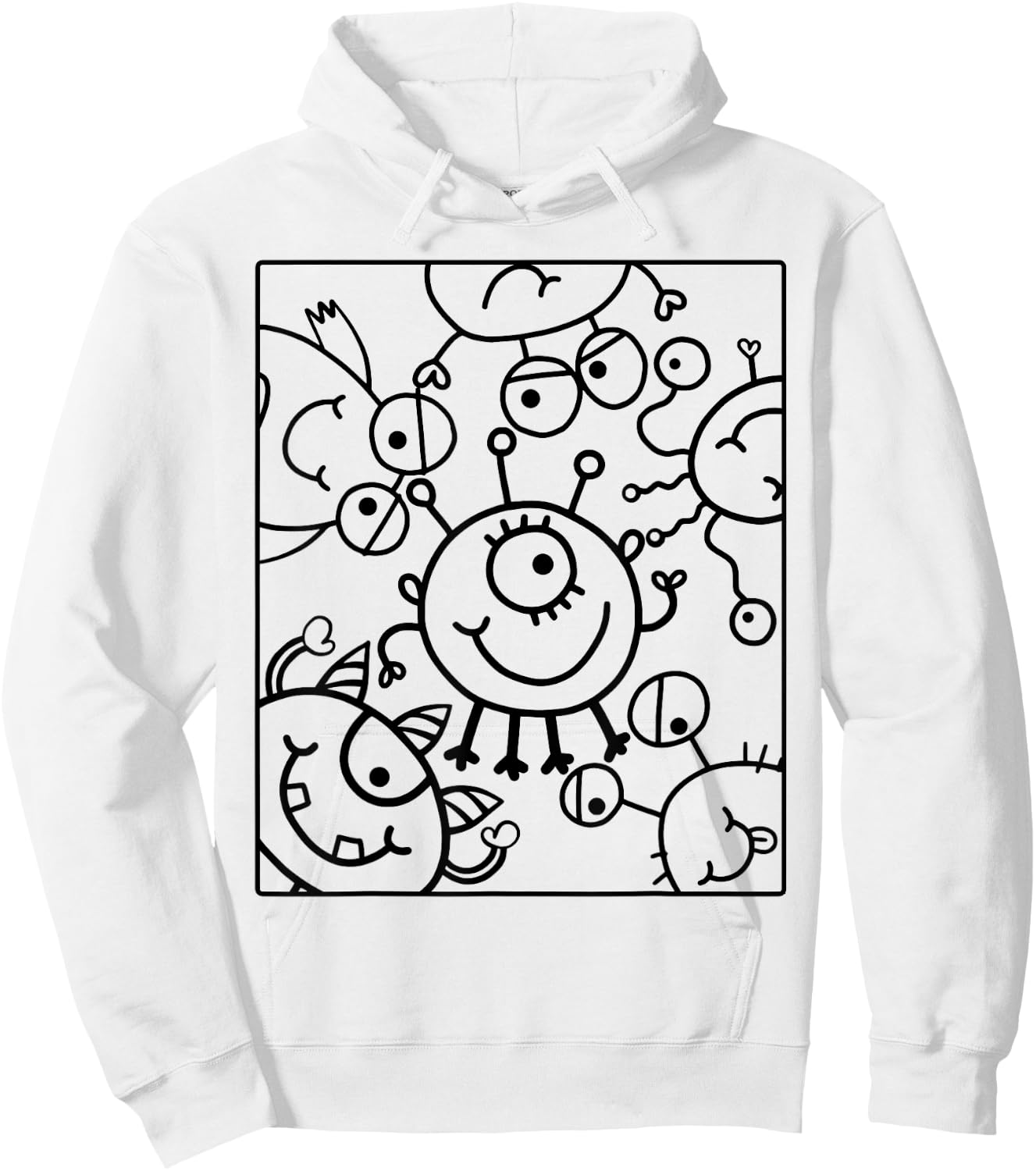 Coloring shirt kids. Funny monsters to paint on Hoodie - Hoodie | White