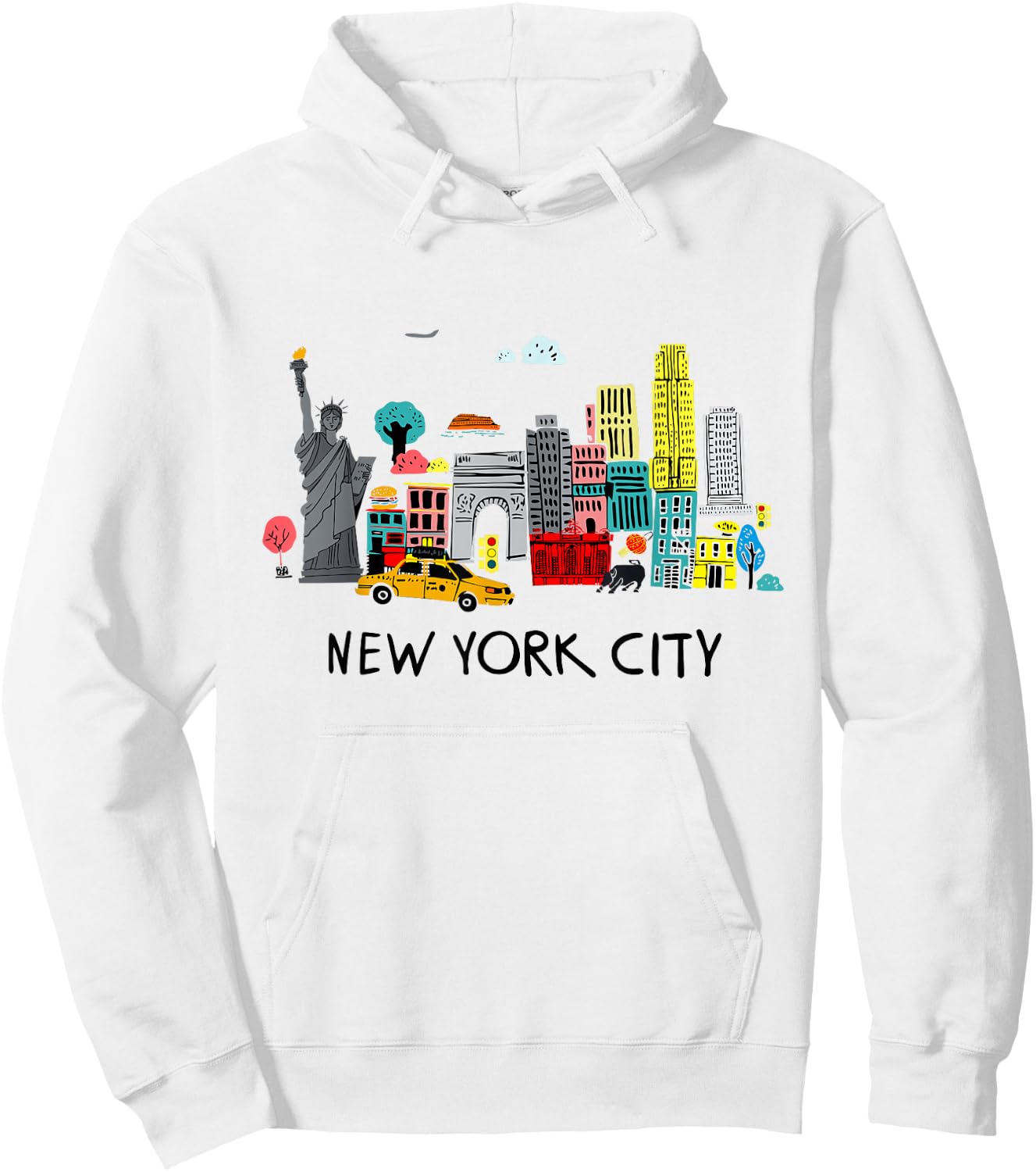 Cool New York City Sketch Drawing Art Illustration Graphic Hoodie - Hoodie | White