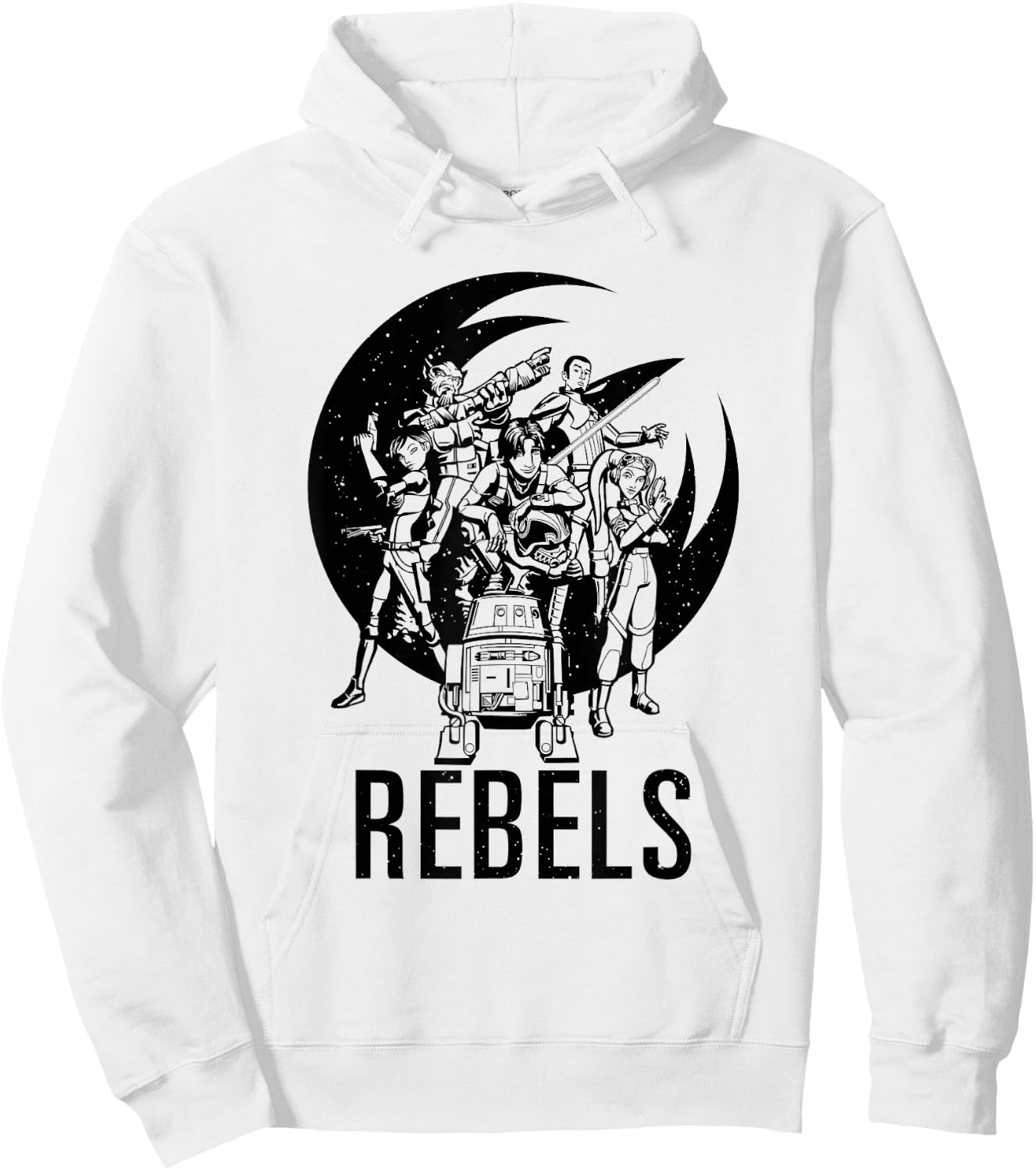 Star Wars Rebels Main Heroes Black & White Group Shot Hoodie - Hoodie | White