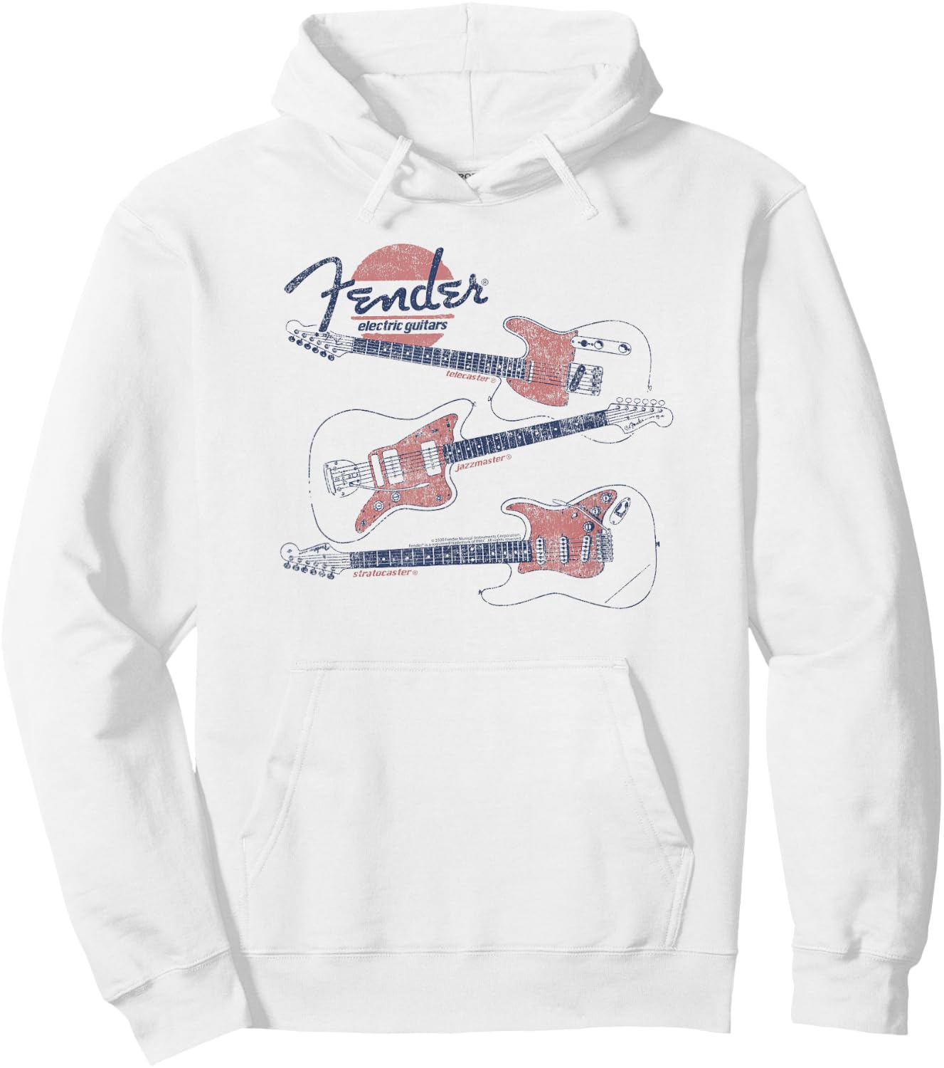 Fender Vintage Guitar Line Drawing Hoodie - Hoodie | White