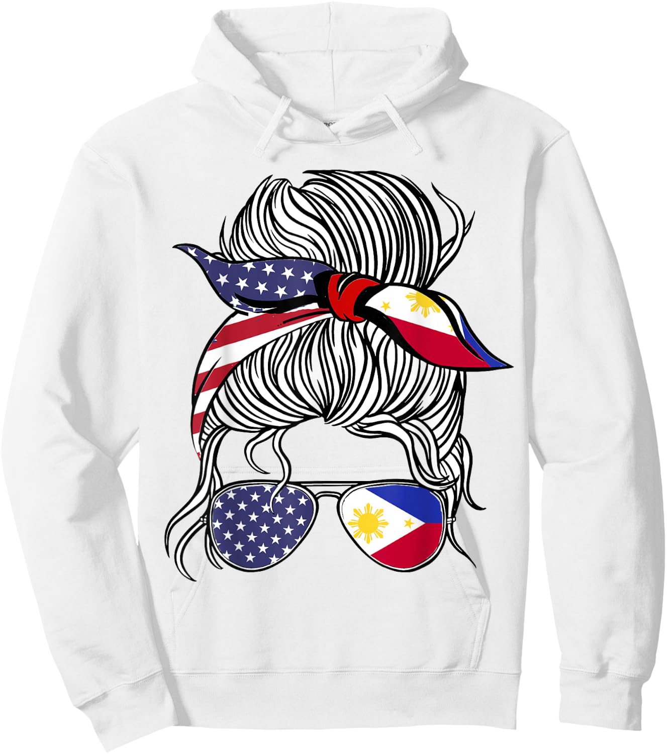 American Filipina Patriot Flag Women Girl Philippines Grown Hoodie - Hoodie | White