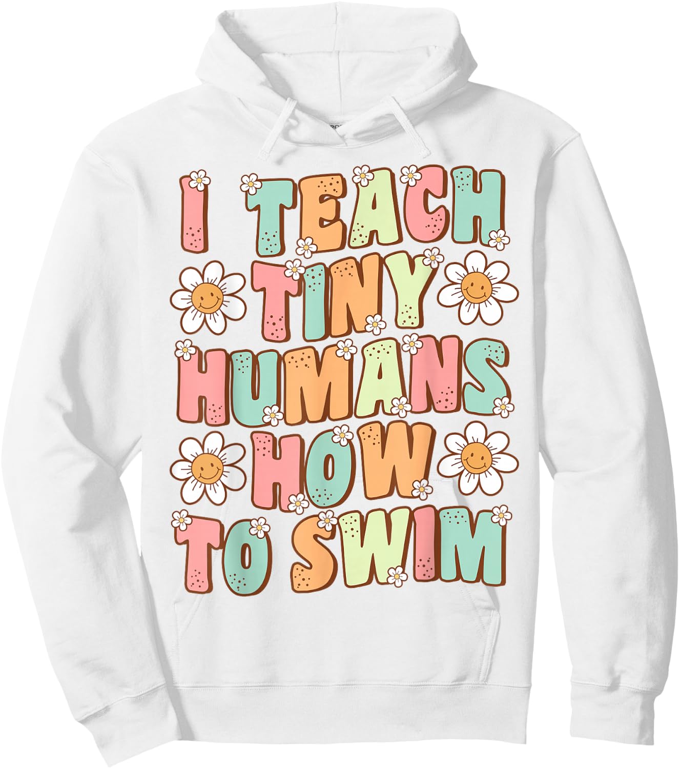 I Teach Tiny Humans to Swim Instructor Groovy Retro Swimming Hoodie - Hoodie | White