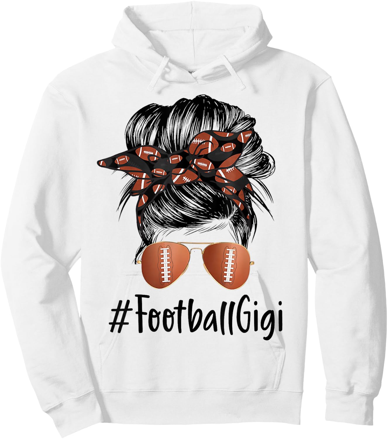 Football Gigi Life Messy Bun Football Player Mother's Day Hoodie - Hoodie | White