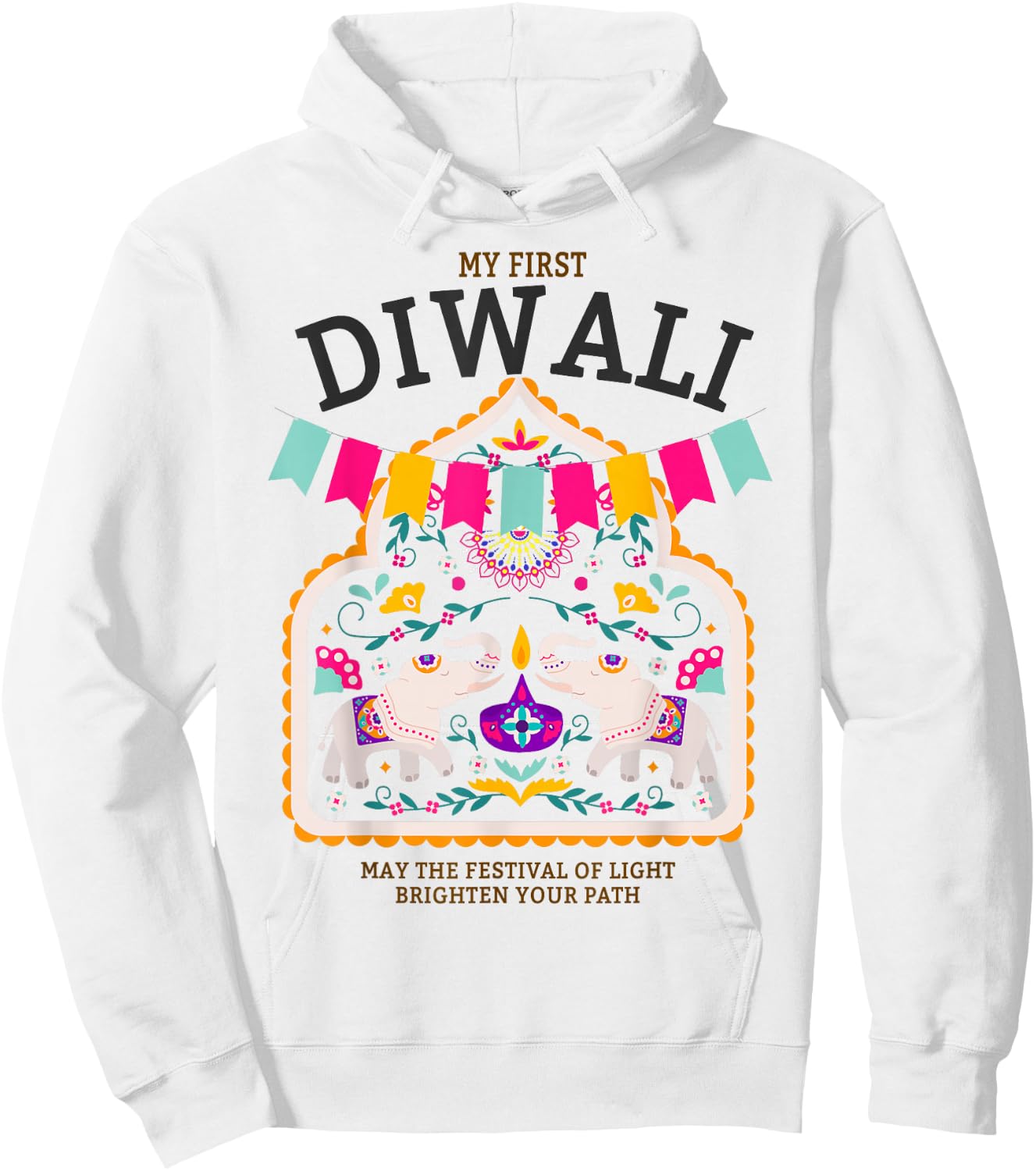 My First Diwali Festival Outfit Idea for Kids & Diwali Hoodie - Hoodie | White