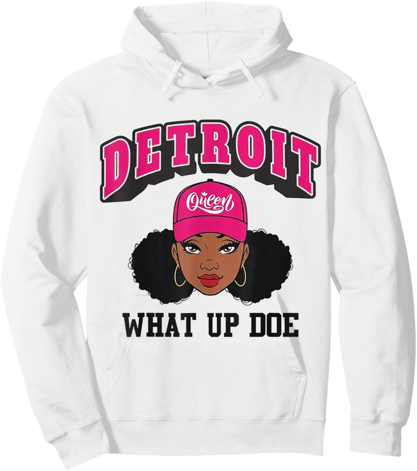 Black Girl Detroit 313 What Up Doe Hoodie - Hoodie | White