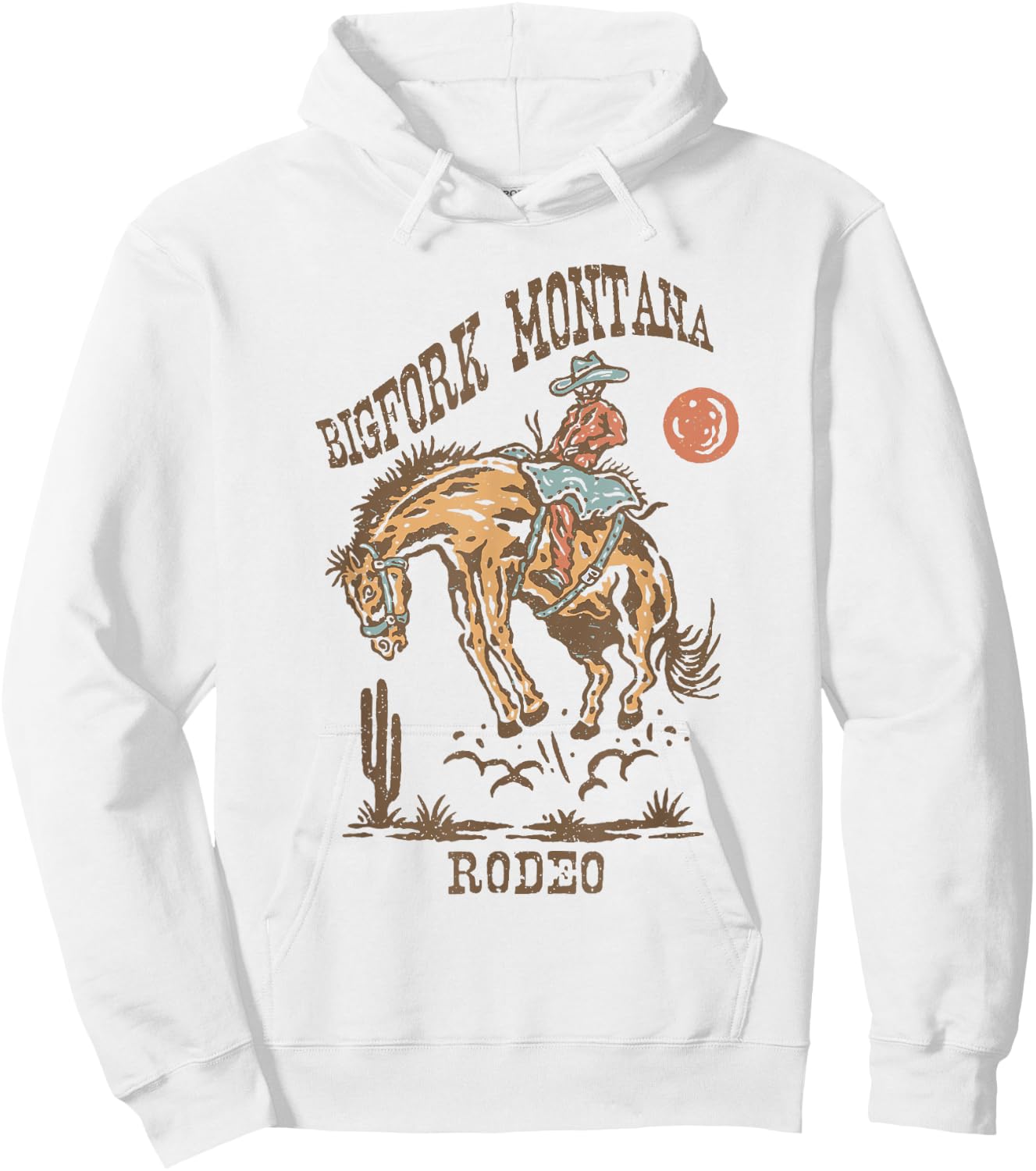 Bigfork Montana Rodeo | Vintage Cowgirl Hoodie - Hoodie | White