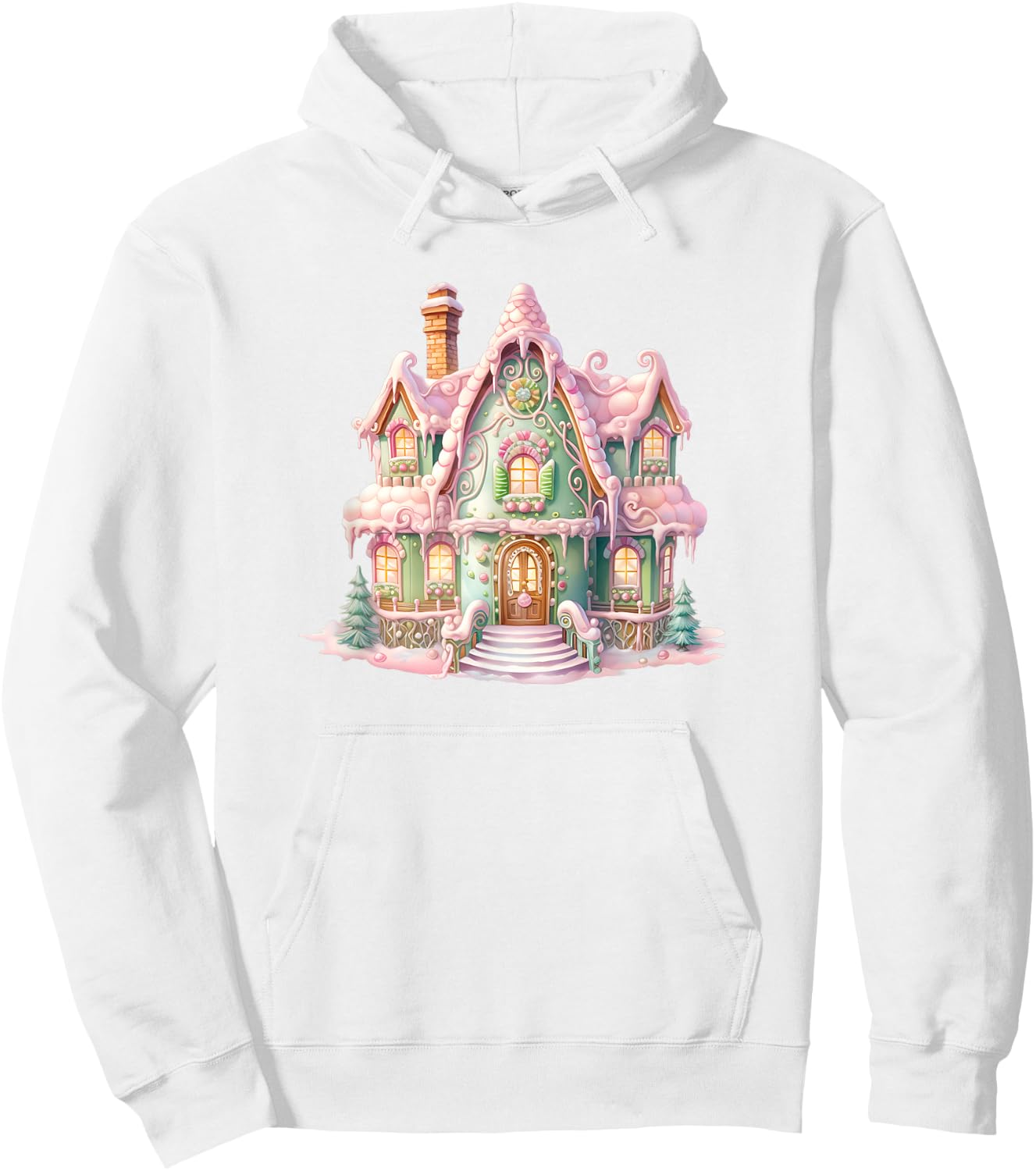 Pastel Gingerbread House Graphic Cute Christmas Hoodie - Hoodie | White