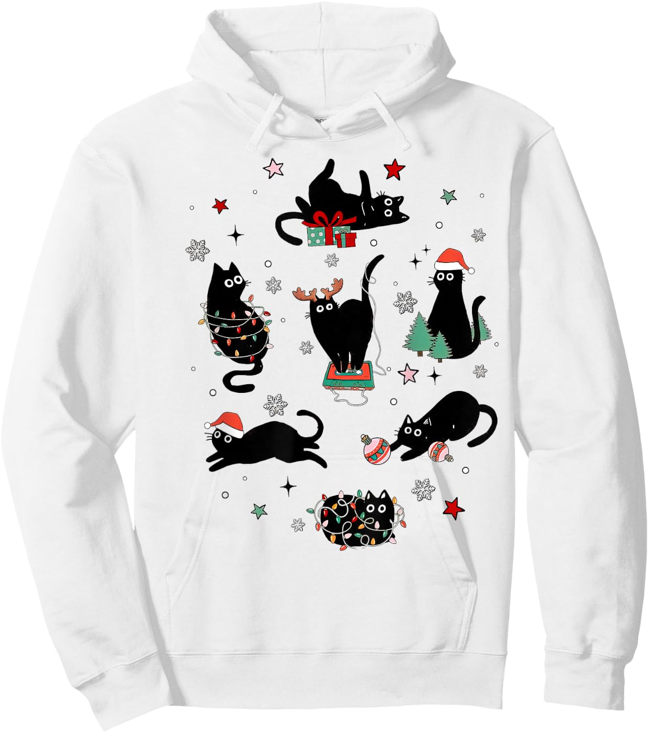 Christmas Black Cats Hoodie - Hoodie | White