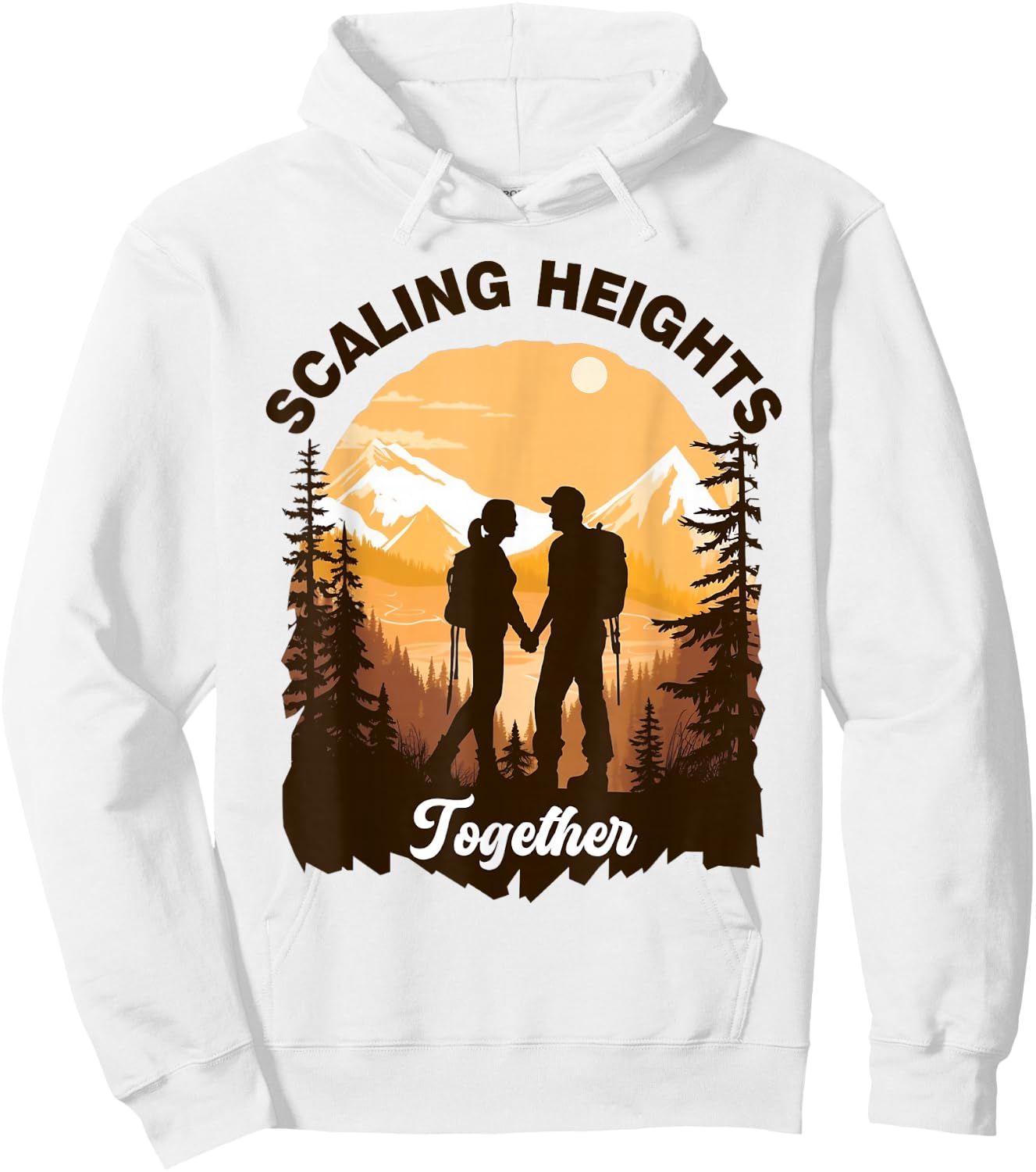 Scaling Heights Together Hiker Love Hike Gear Hiking Couple Hoodie - Hoodie | White