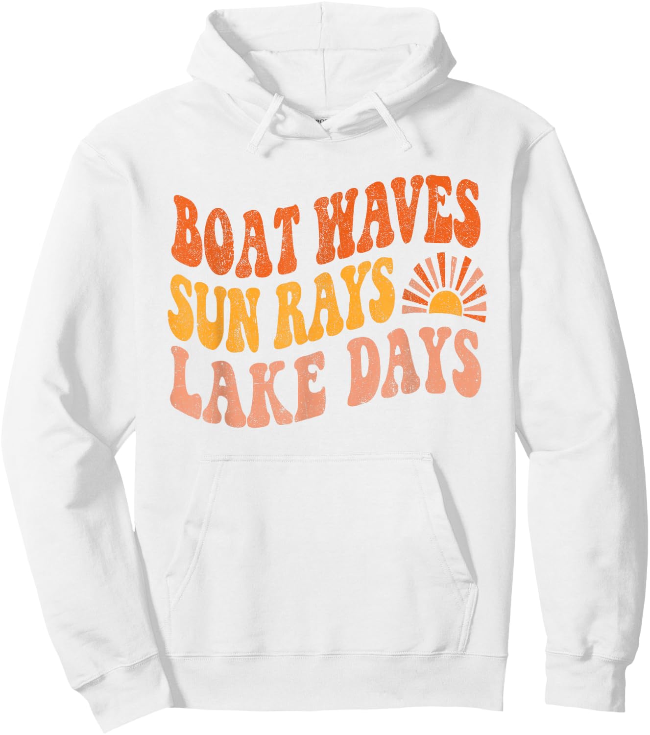Boat Waves Sun Rays Lake Days Cute Retro 70s Summer Vacation Hoodie - Hoodie | White