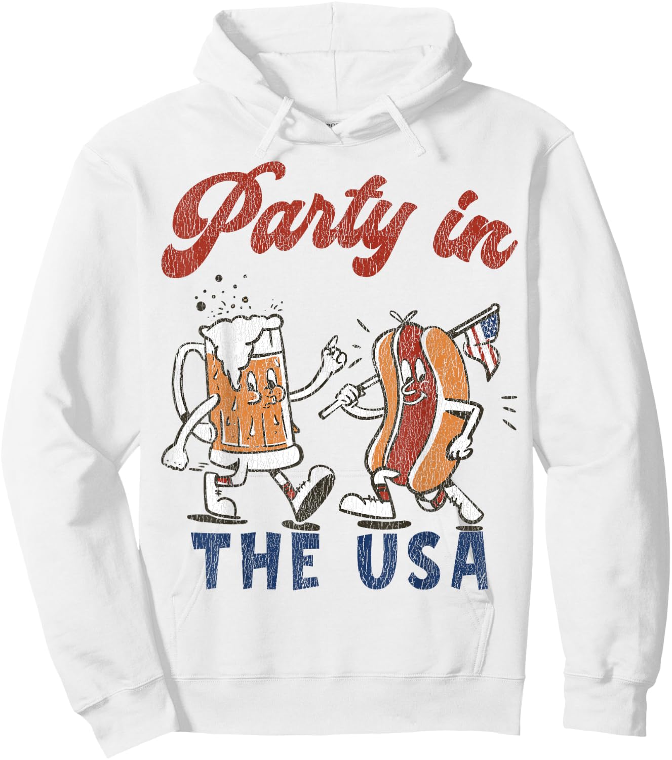 Retro Party In The USA Beer Hot Dog Lover Funny 4th Of July Men Hoodie - Hoodie | White