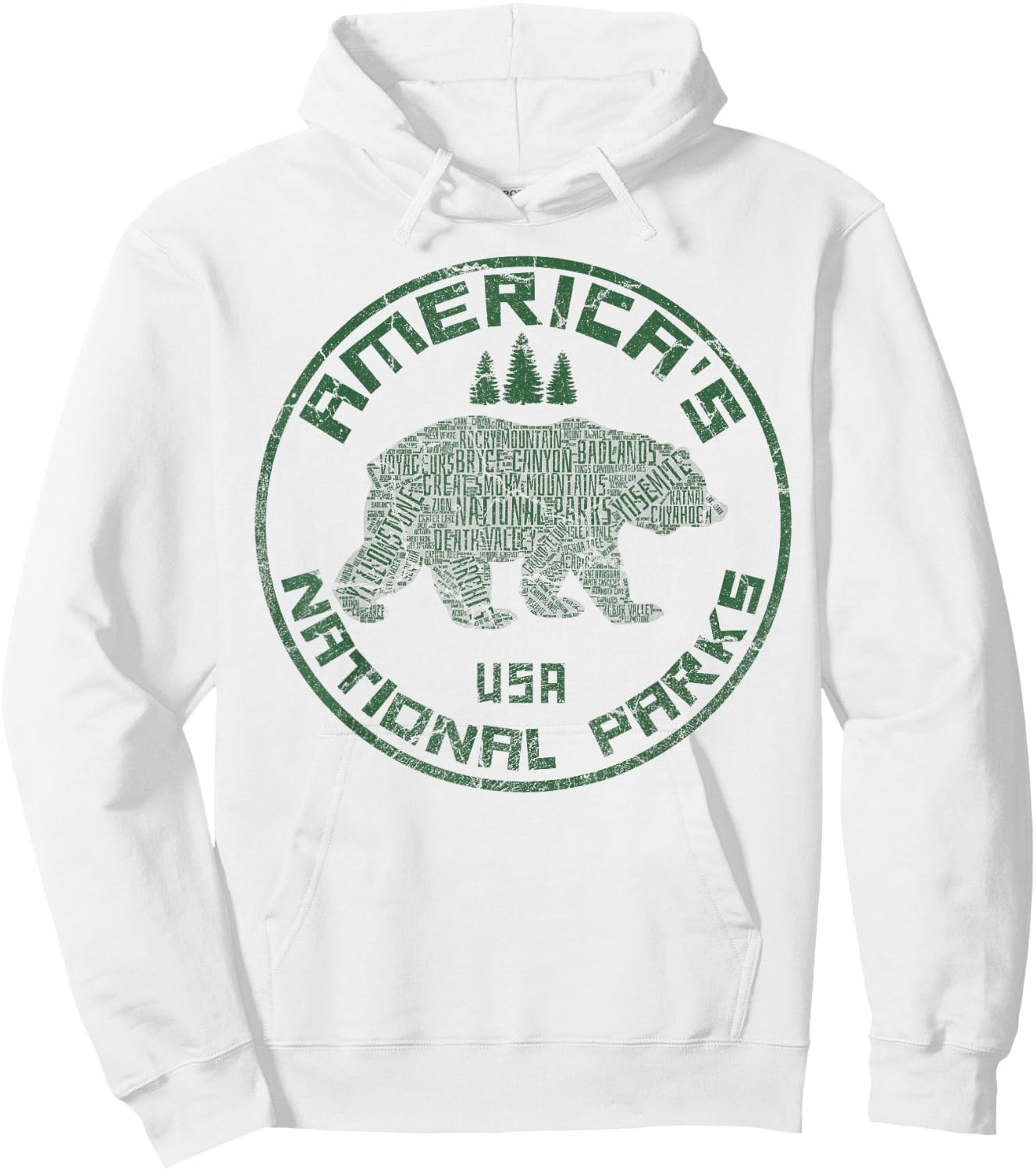 National Parks Bear Hiking Travel Camping Outdoors Retro USA Hoodie - Hoodie | White